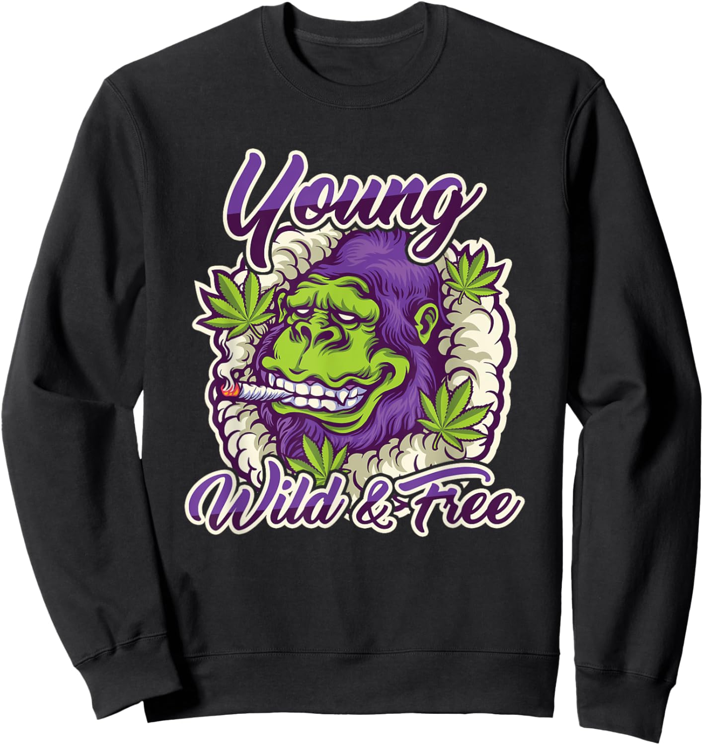 Jung Wild Free Ganja Smoker Tiffer Boats Monkey Gift Sweatshirt - Sweatshirt | Black