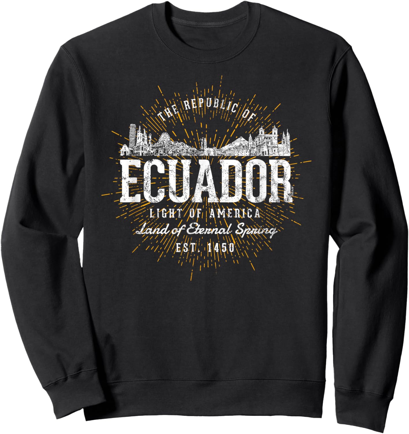 Vintage Style Retro Ecuador Sweatshirt - Sweatshirt | Black