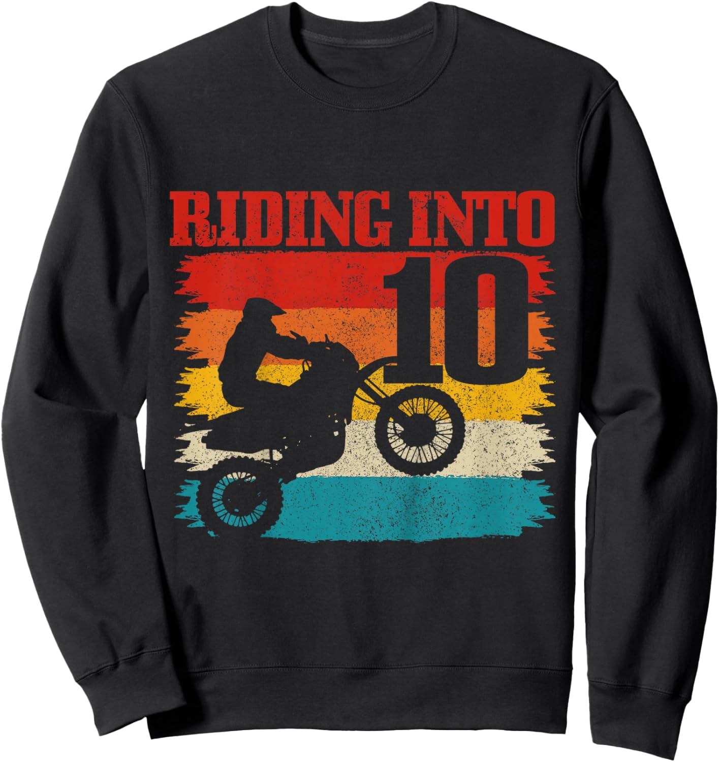 Riding Into 10 Motocross 10th Birthday Dirt Bike Enduro Sweatshirt - Sweatshirt | Black