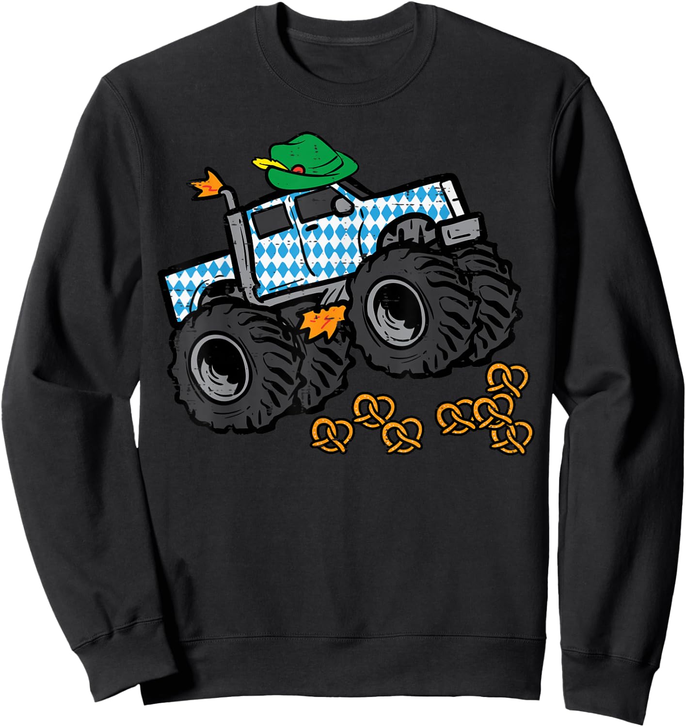 Oktoberfest Monster Truck Pretzels German Toddler Boys Kids Sweatshirt - Sweatshirt | Black