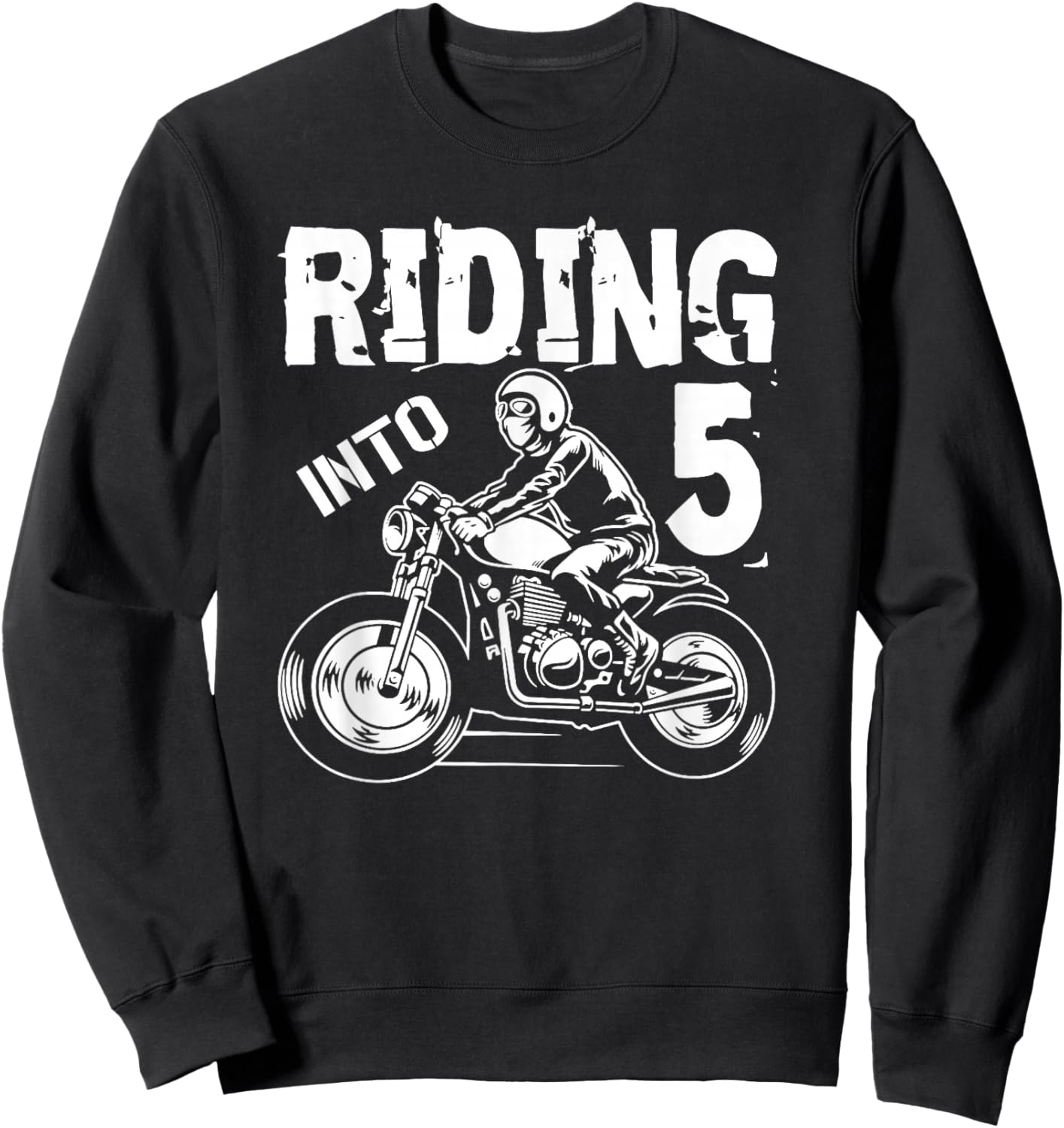 Riding Into 5 Years Old 5th Birthday Kids Motorcycle Party Sweatshirt - Sweatshirt | Black
