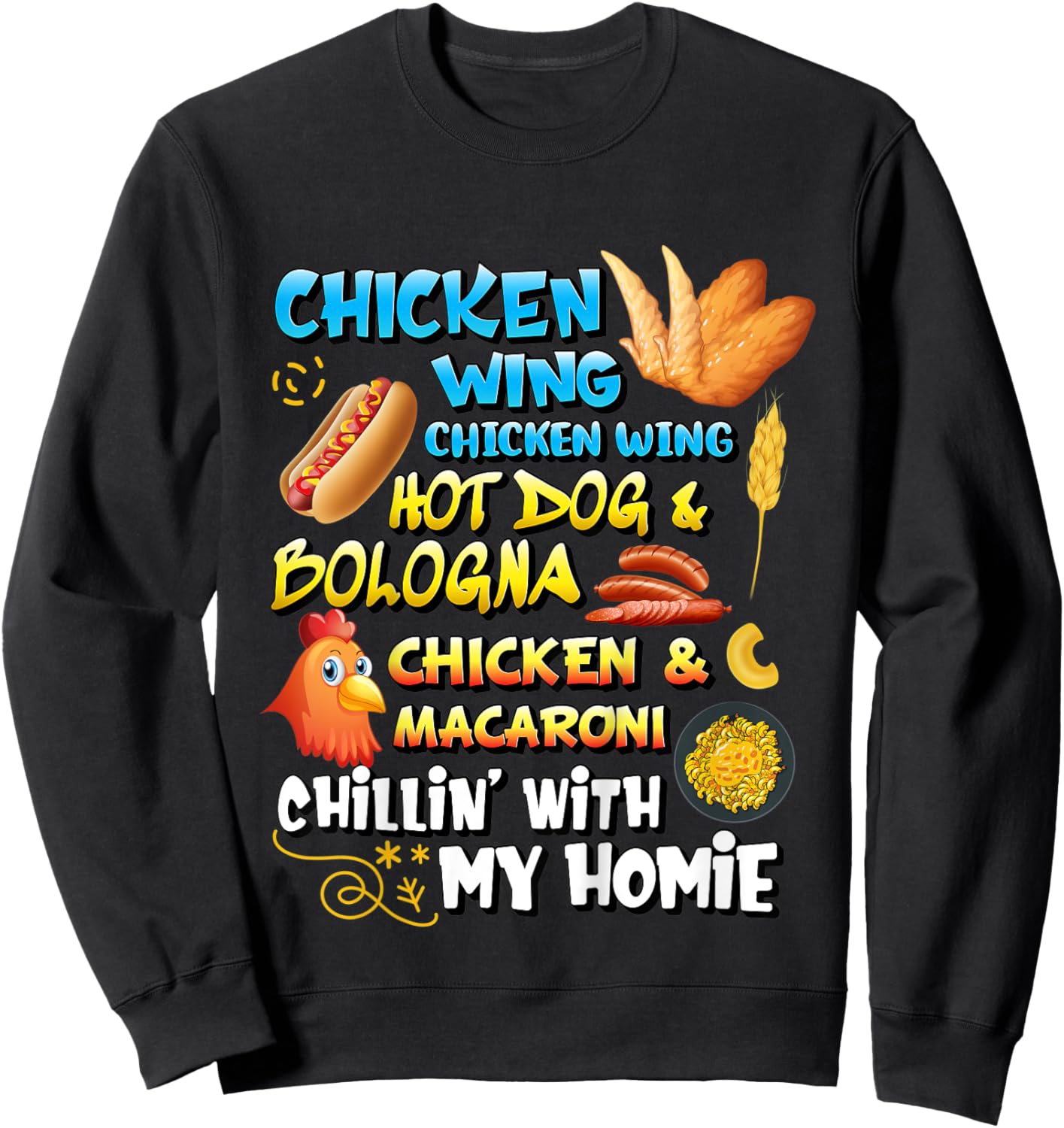 Viral Chicken Wing Chicken Wing Hot Dog Bologna Song lyric for Kids Sweatshirt - Sweatshirt | Black