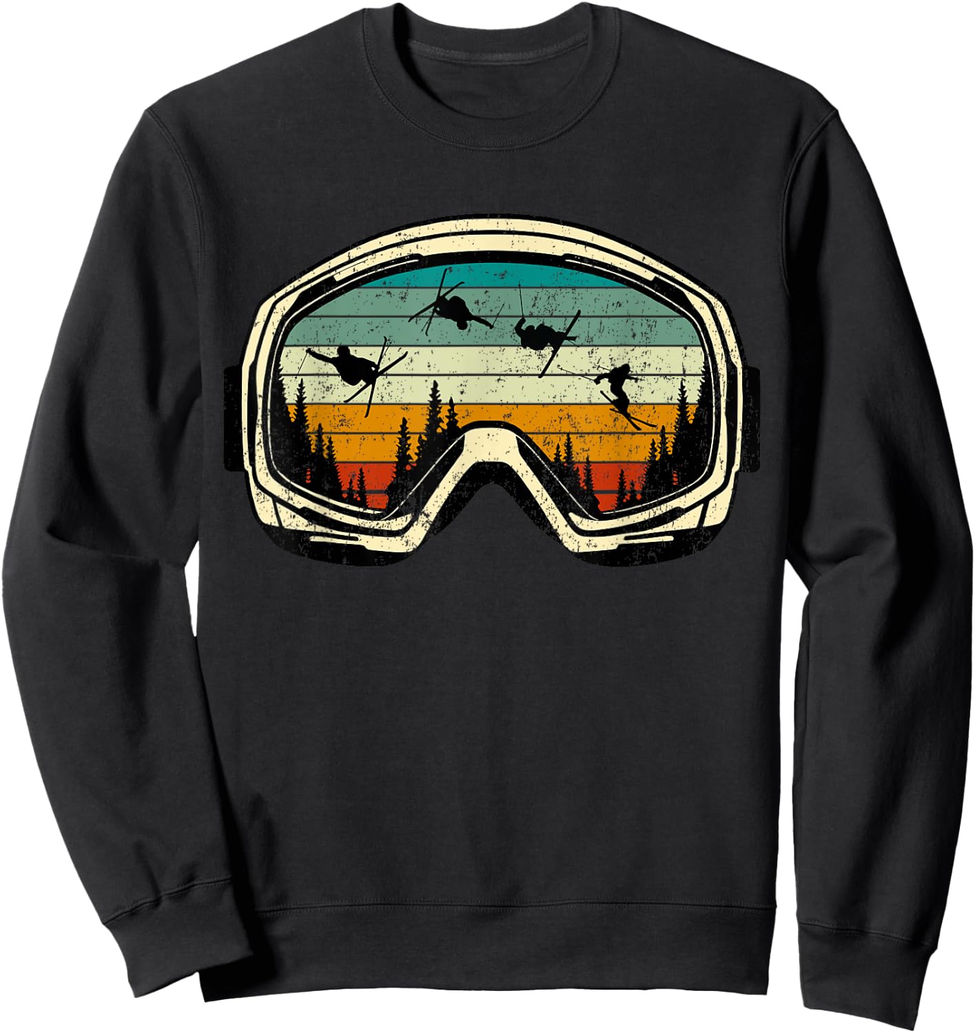 Ski Goggles Mountain Free Style Retro tricks Winter Vacation Sweatshirt - Sweatshirt | Black