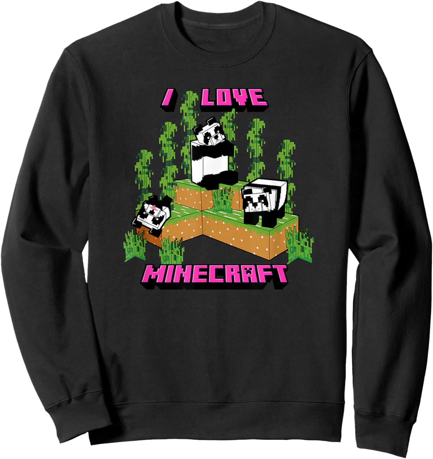 Minecraft Panda Love Poster Sweatshirt - Sweatshirt | Black