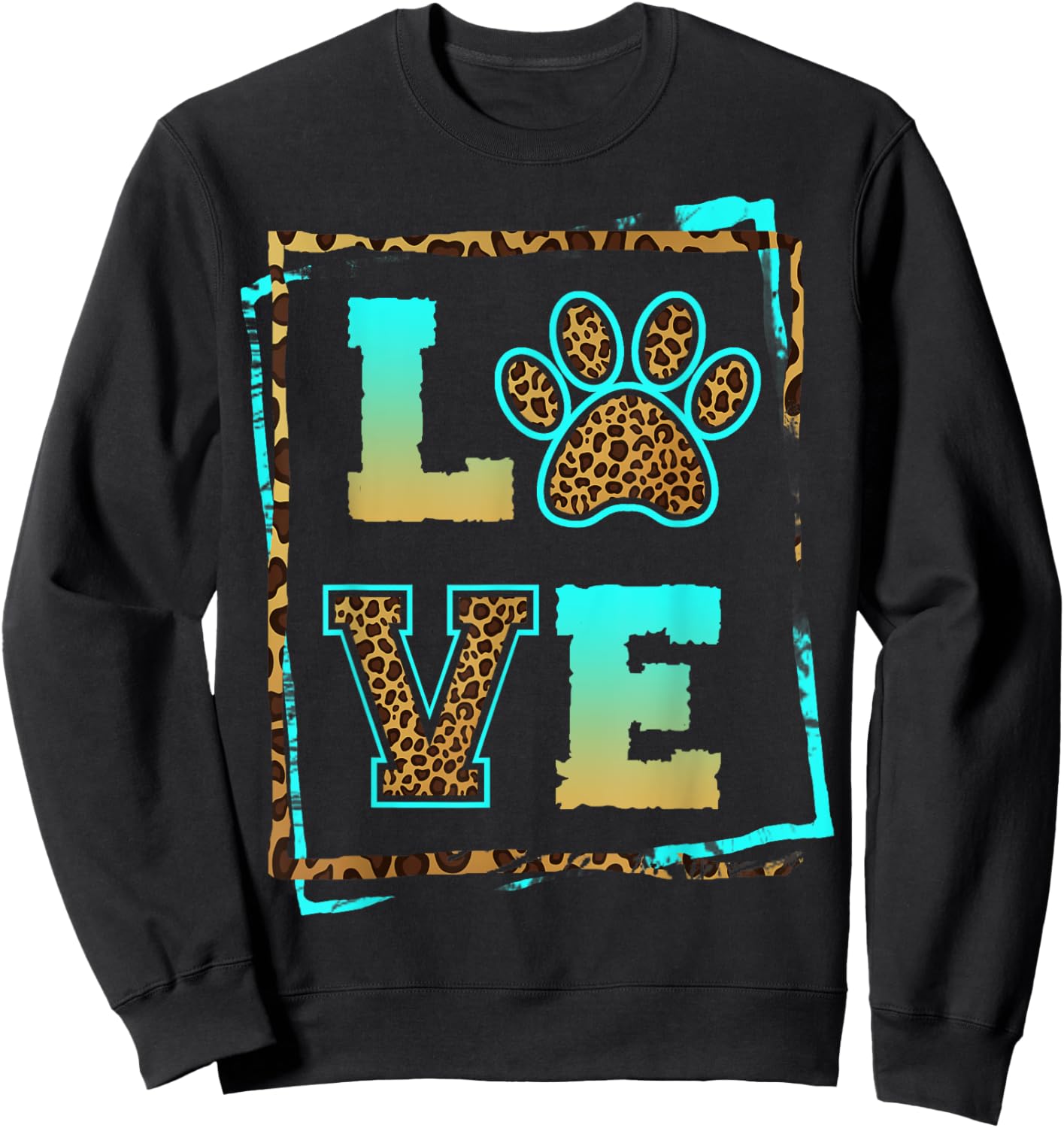 Love Paw Pet Owner Dog Mom Fur Mama Leopard Print Women Gift Sweatshirt - Sweatshirt | Black