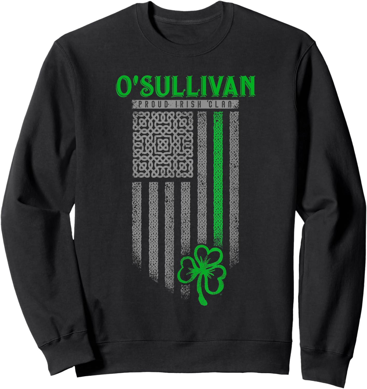O'Sullivan Irish Heritage Shamrock USA Flag - O'Sulli Family Kids Men Sweatshirt - Sweatshirt | Black