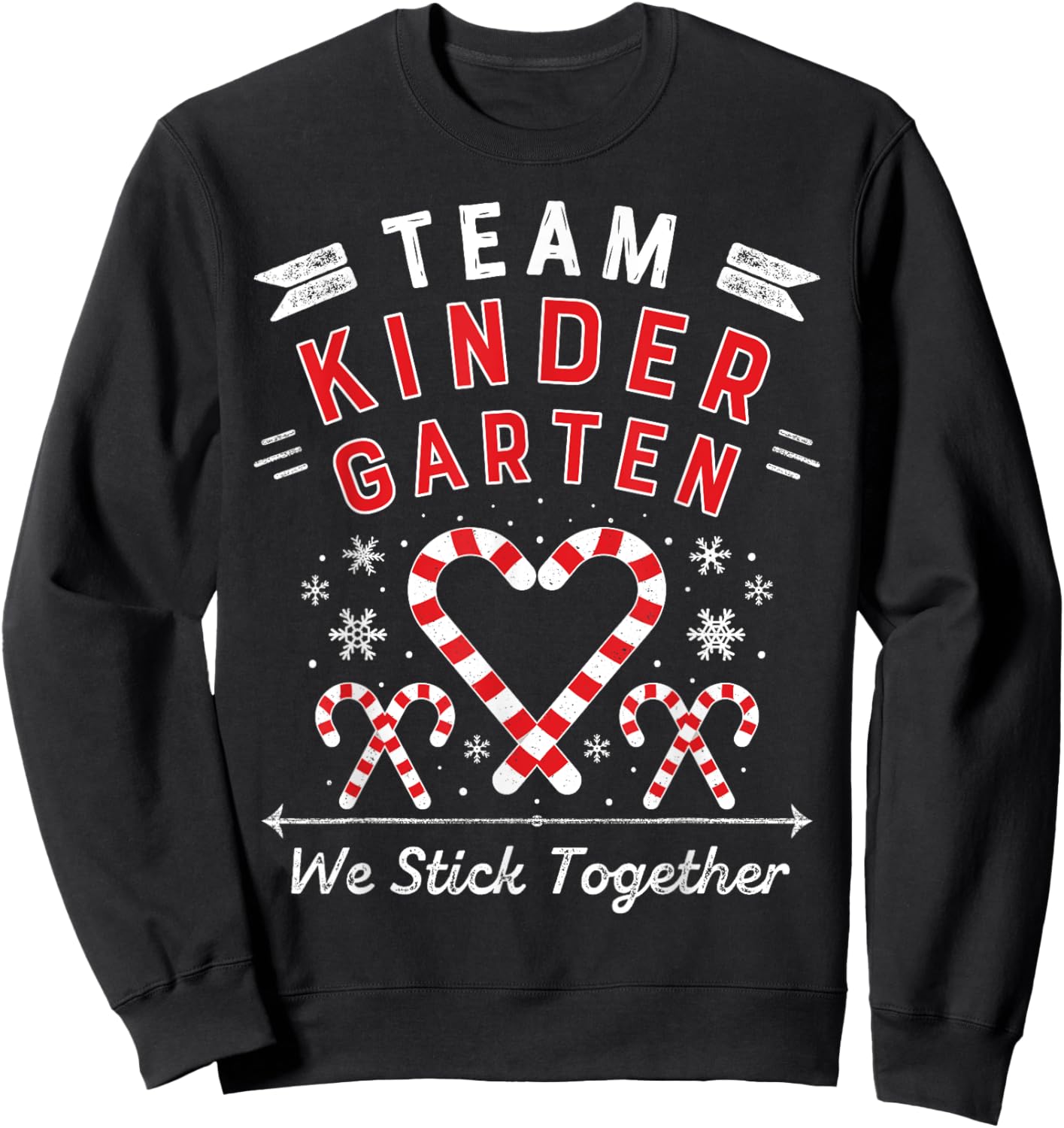 Team Kinder garten Christmas Candy Cane Kindergarten Teacher Women Kids Sweatshirt - Sweatshirt | Black