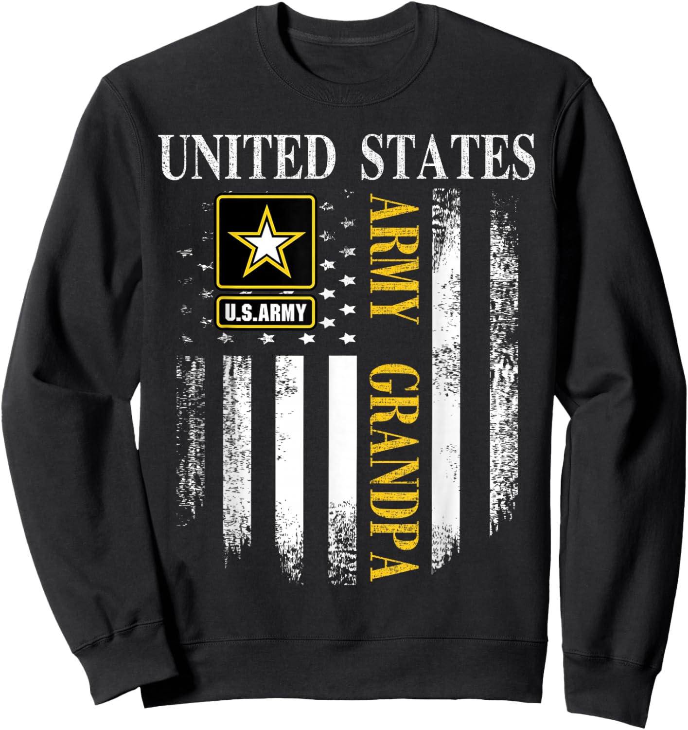 Vintage United States Army Grandpa With American Flag Gift Sweatshirt - Sweatshirt | Black