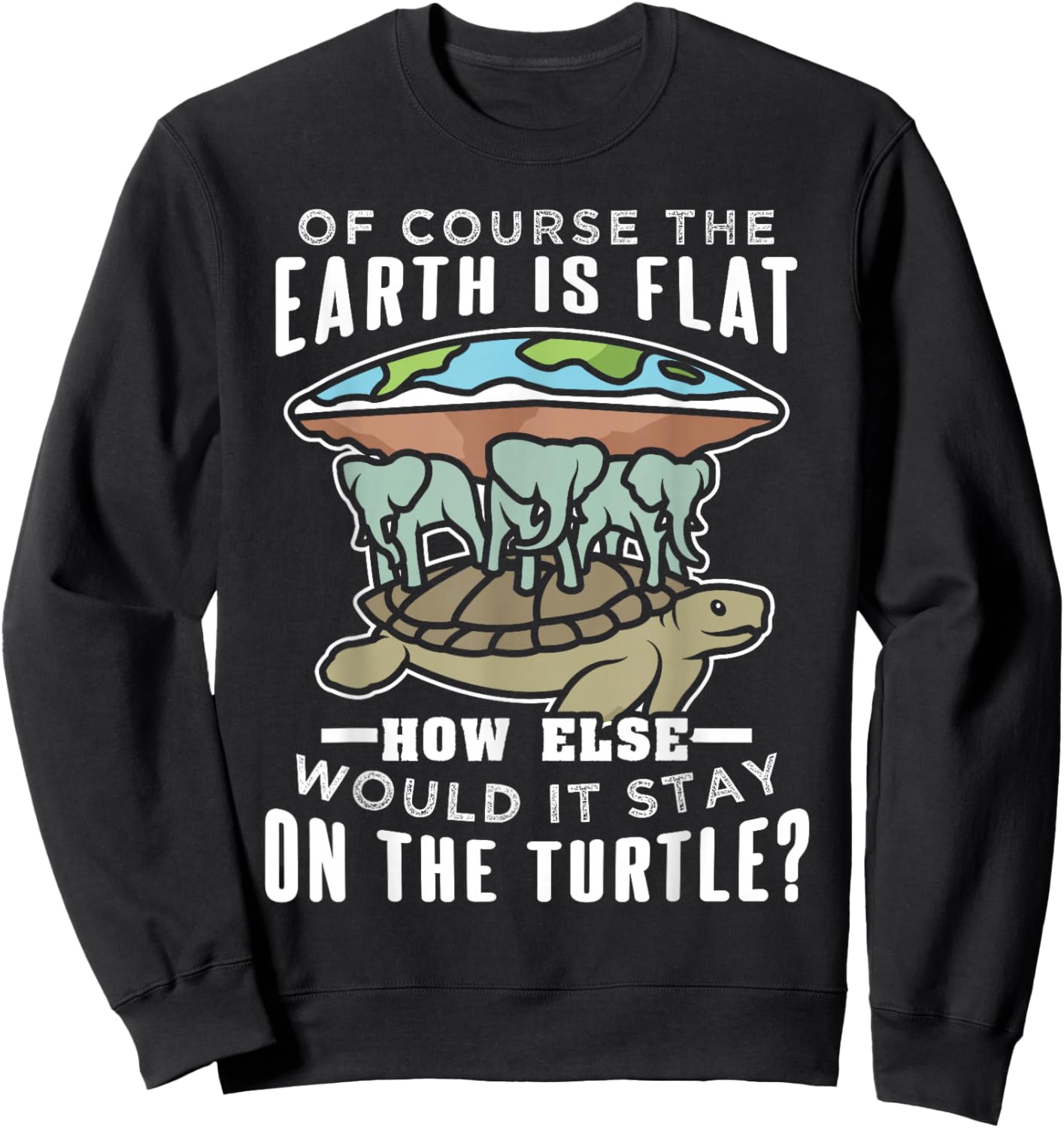 Flat Earth Turtle Design For Conspiracy Theorist Sweatshirt - Sweatshirt | Black