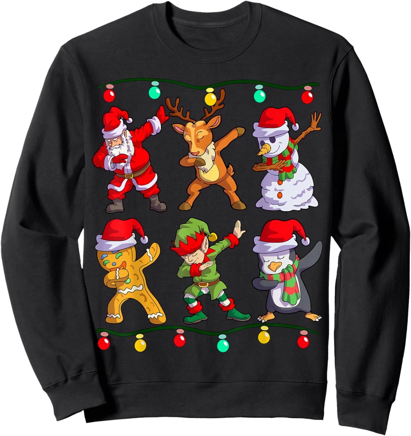 Christmas Kids Boys Men Dabbing Santa Elf Deer Friends Xmas Sweatshirt - Sweatshirt | Black