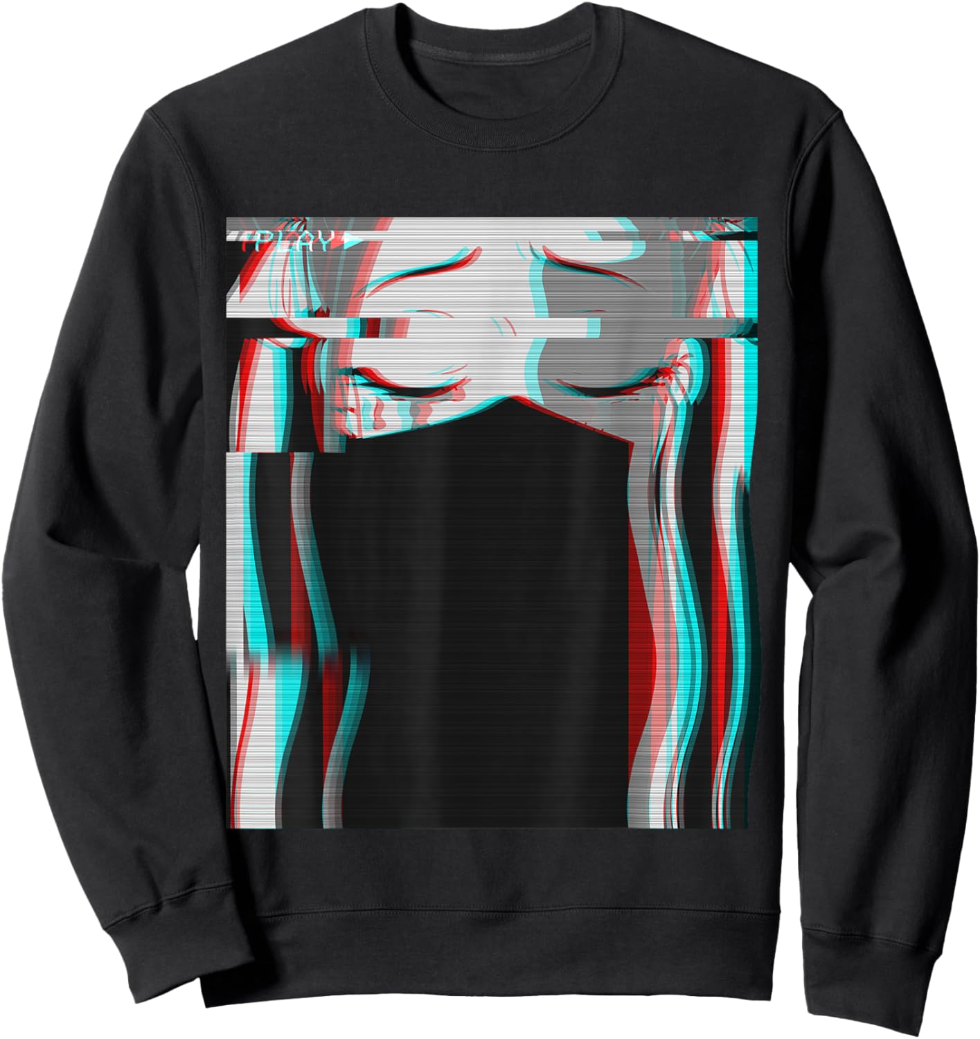Vaporwave Aesthetic Sad Anime Girl Retro Eboy Egirl Harajuku Sweatshirt - Sweatshirt | Black