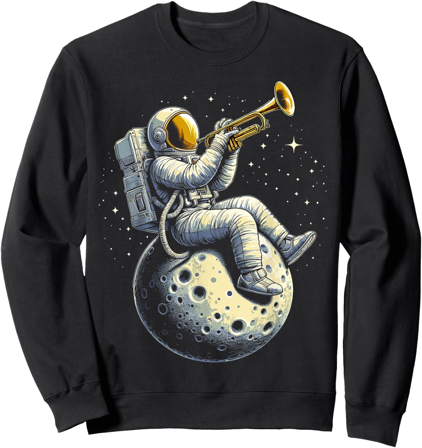 Astronaut Playing Trumpet Musician Player Music Expert Sweatshirt - Sweatshirt | Black