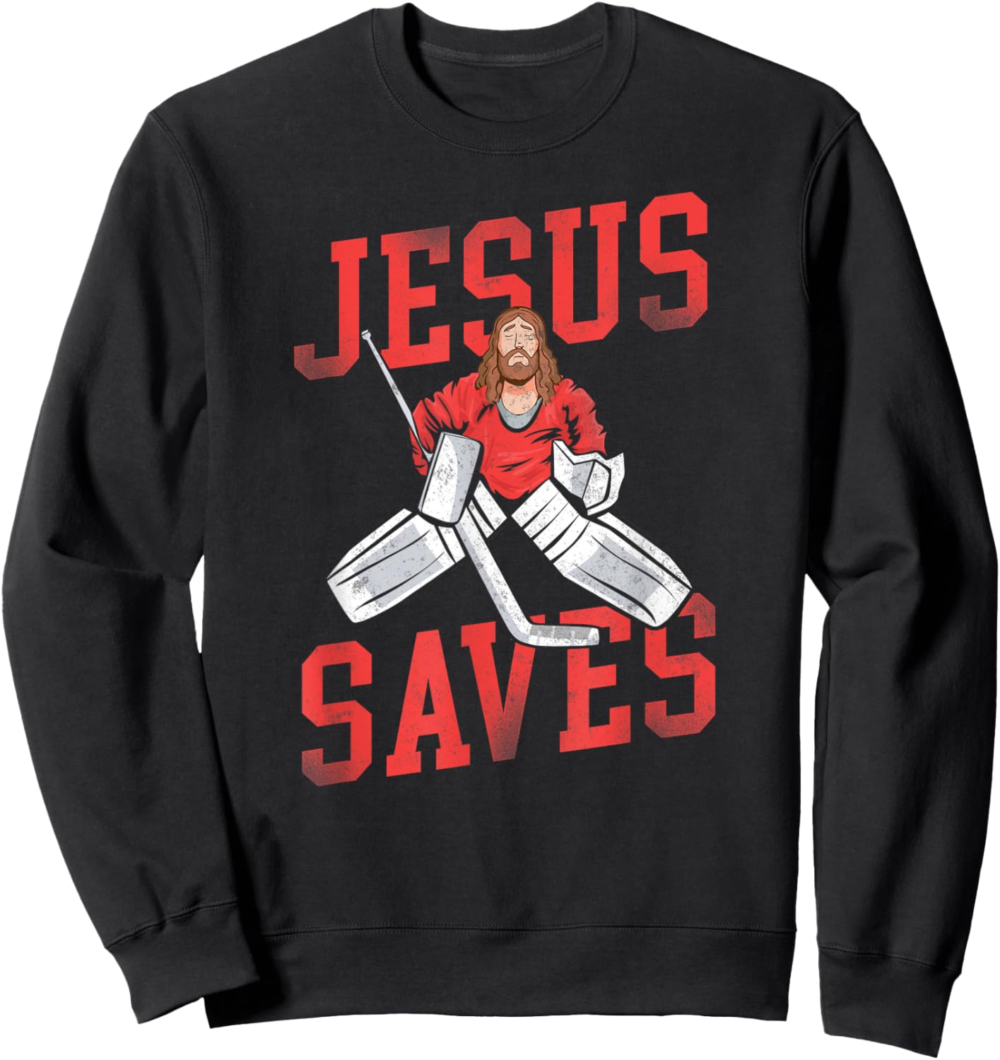 Ice Hockey Goalie Vintage Goalkeeper Jesus Sweatshirt - Sweatshirt | Black