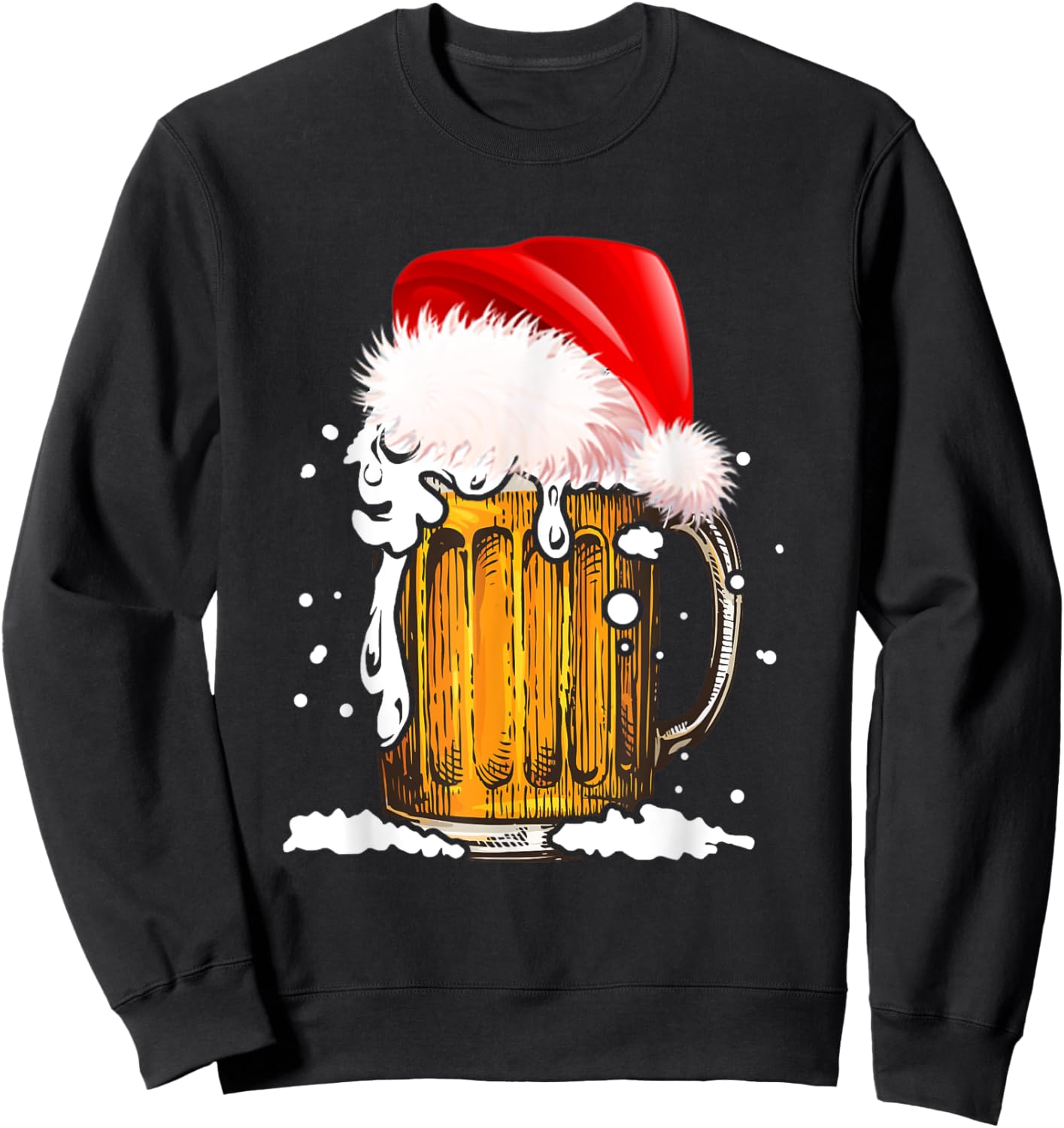 Beer Santa Hat Christmas Drinking Lover Alcohol Pajamas Sweatshirt - Sweatshirt | Black