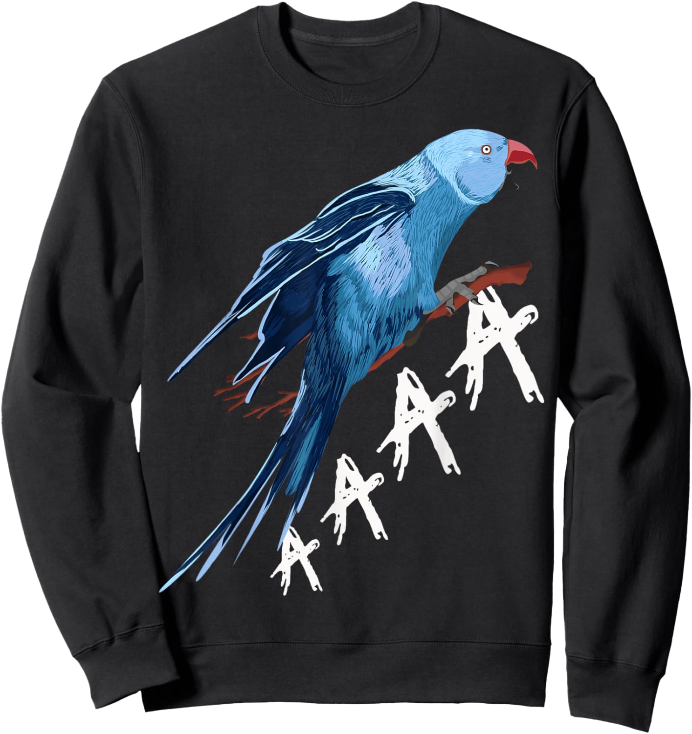 Cute Indian Ringneck Screaming Parakeet Bird - Black, -Adults, Small, Short Sleeve, Modern Classic, Round Neck, Cotton 60% Polyester 40% Sweatshirt - Sweatshirt | Black