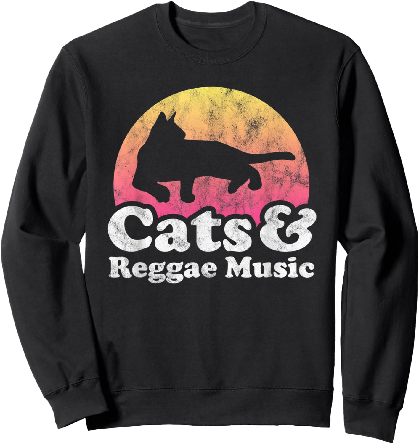 Cats and Reggae Music Men's or Women's Cat Sweatshirt - Sweatshirt | Black