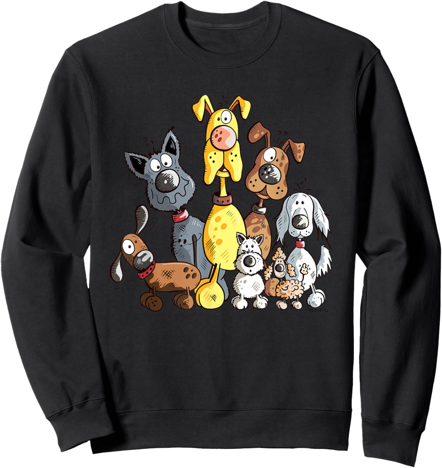 Colorful Dog Team I Dog Cartoon Dog Mom Dad Dog Lover Sweatshirt - Sweatshirt | Black