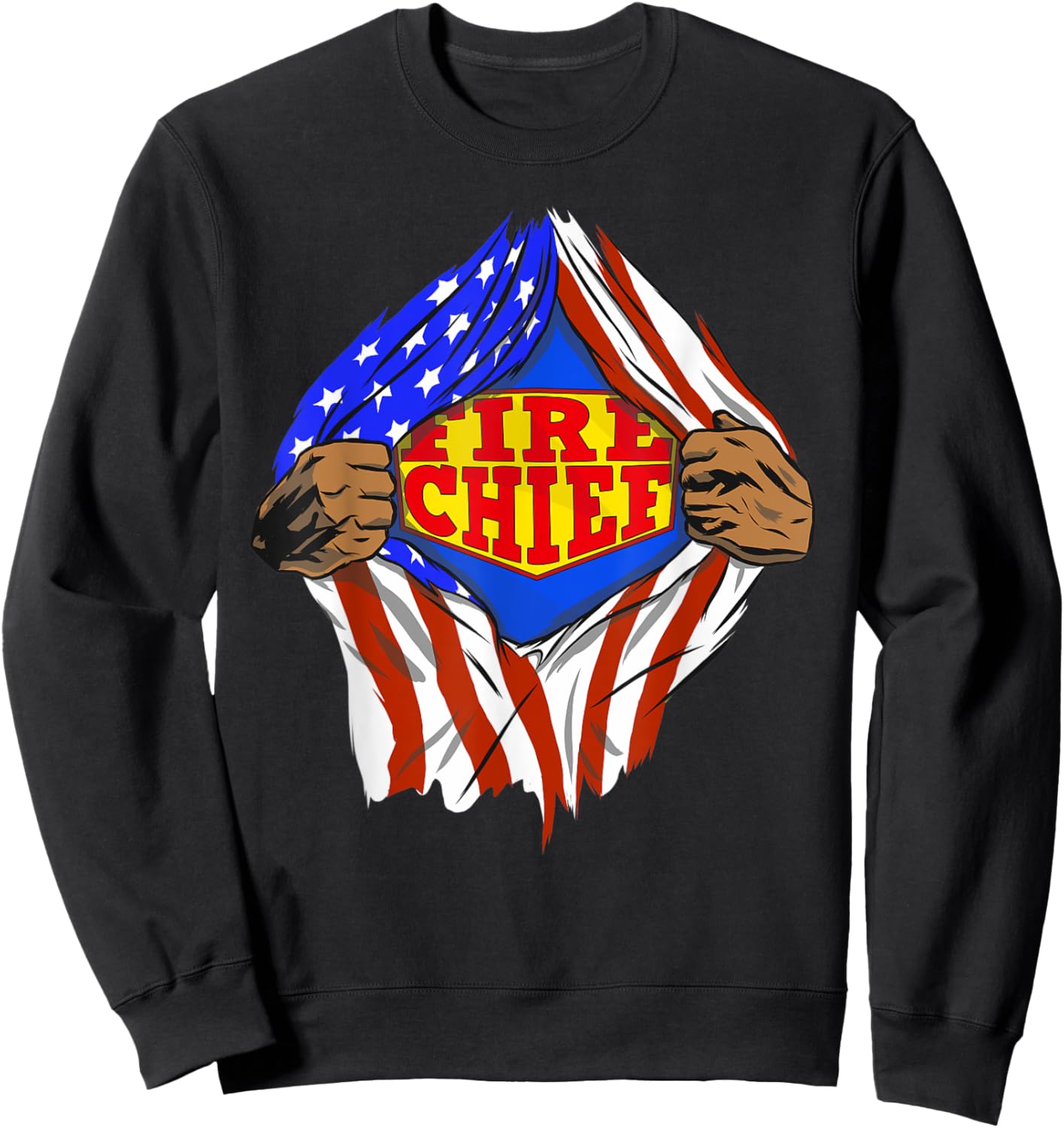 Funny Super Fire Chief Hero Job Sweatshirt - Sweatshirt | Black