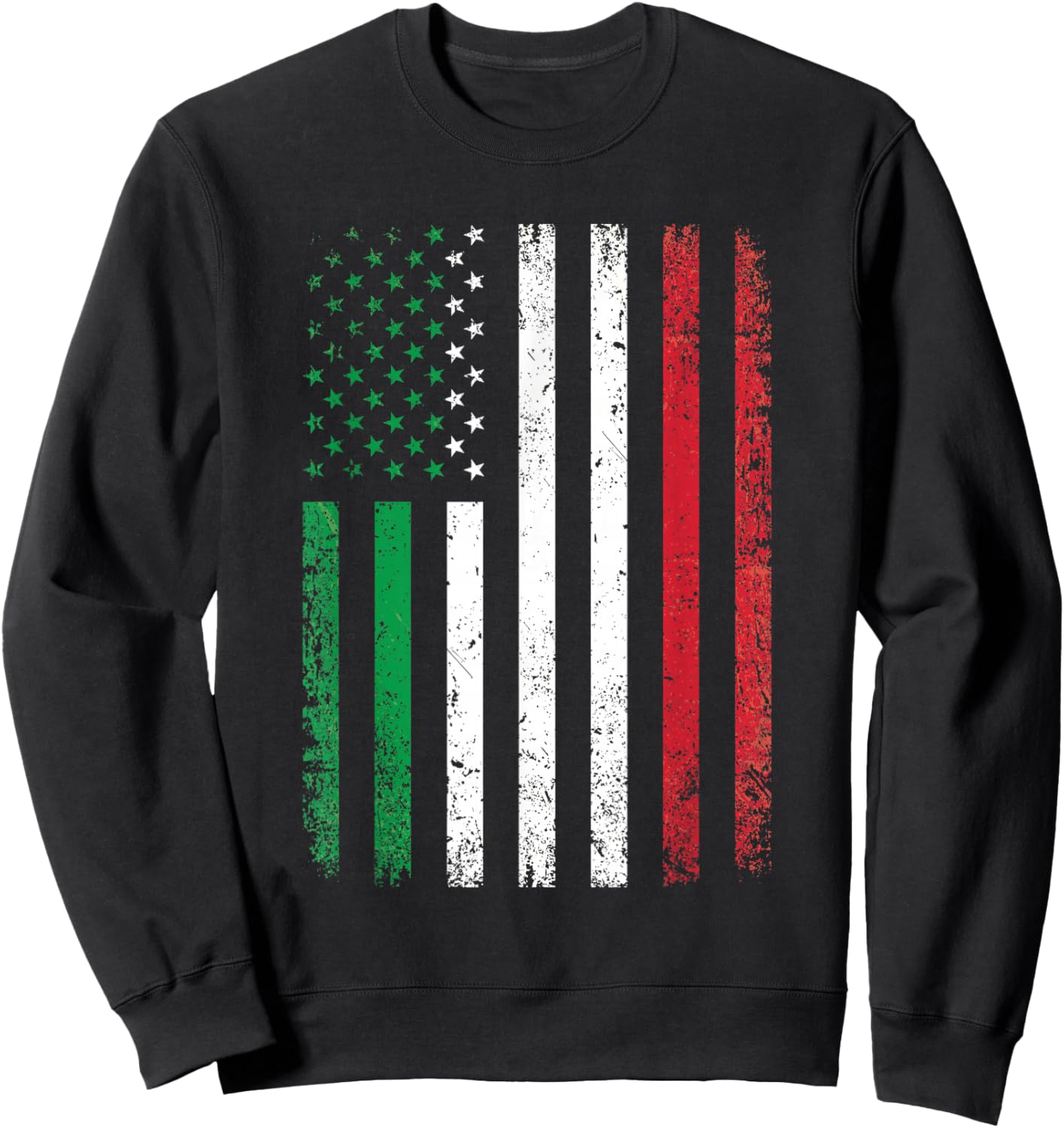 Italy USA Flag 4th of July Patriotic American Italian Flag Sweatshirt - Sweatshirt | Black