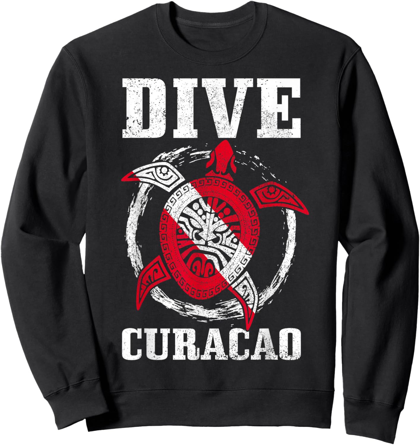 Curacao Sea Turtle Diving Flag Sweatshirt - Sweatshirt | Black