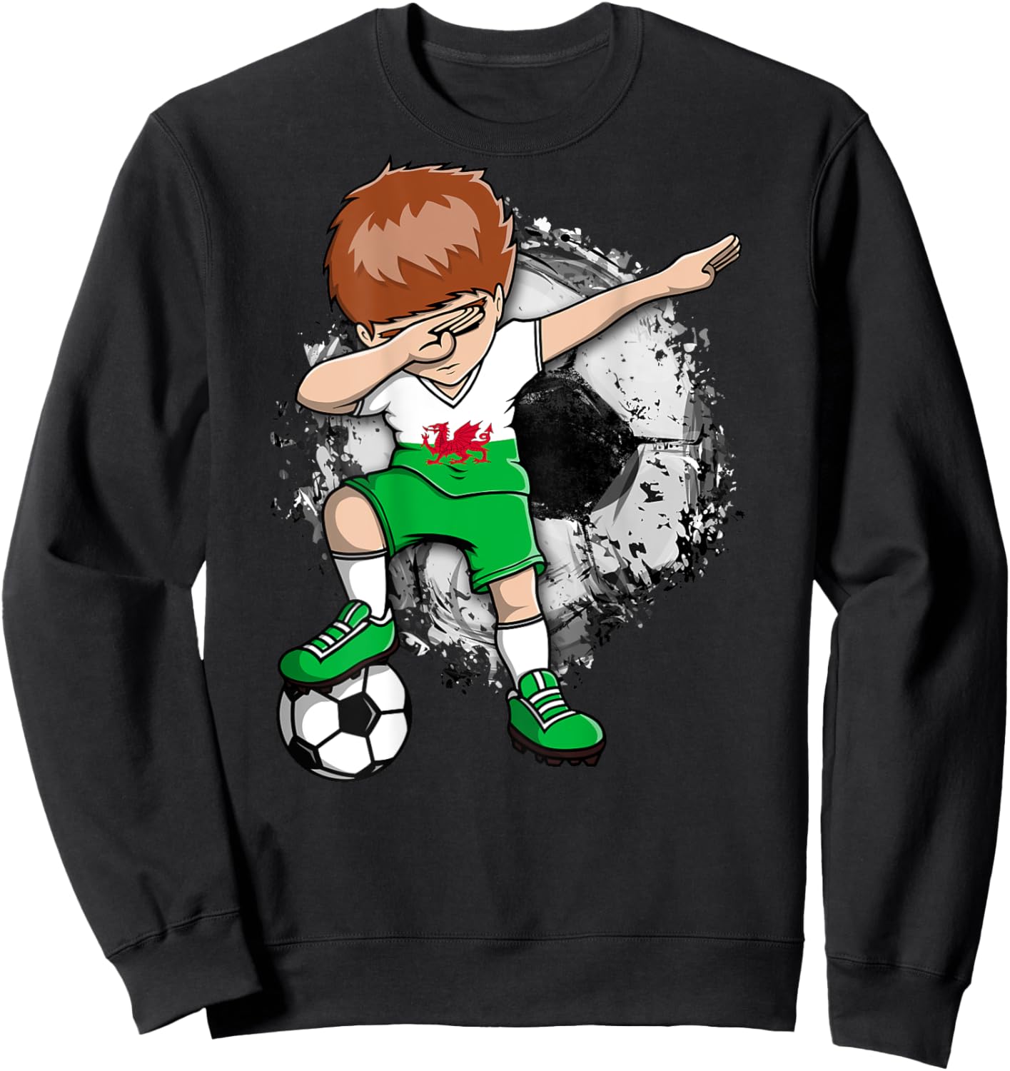 Dabbing Soccer Boy - Wales Jersey Welsh Football Lover Sport Sweatshirt - Sweatshirt | Black