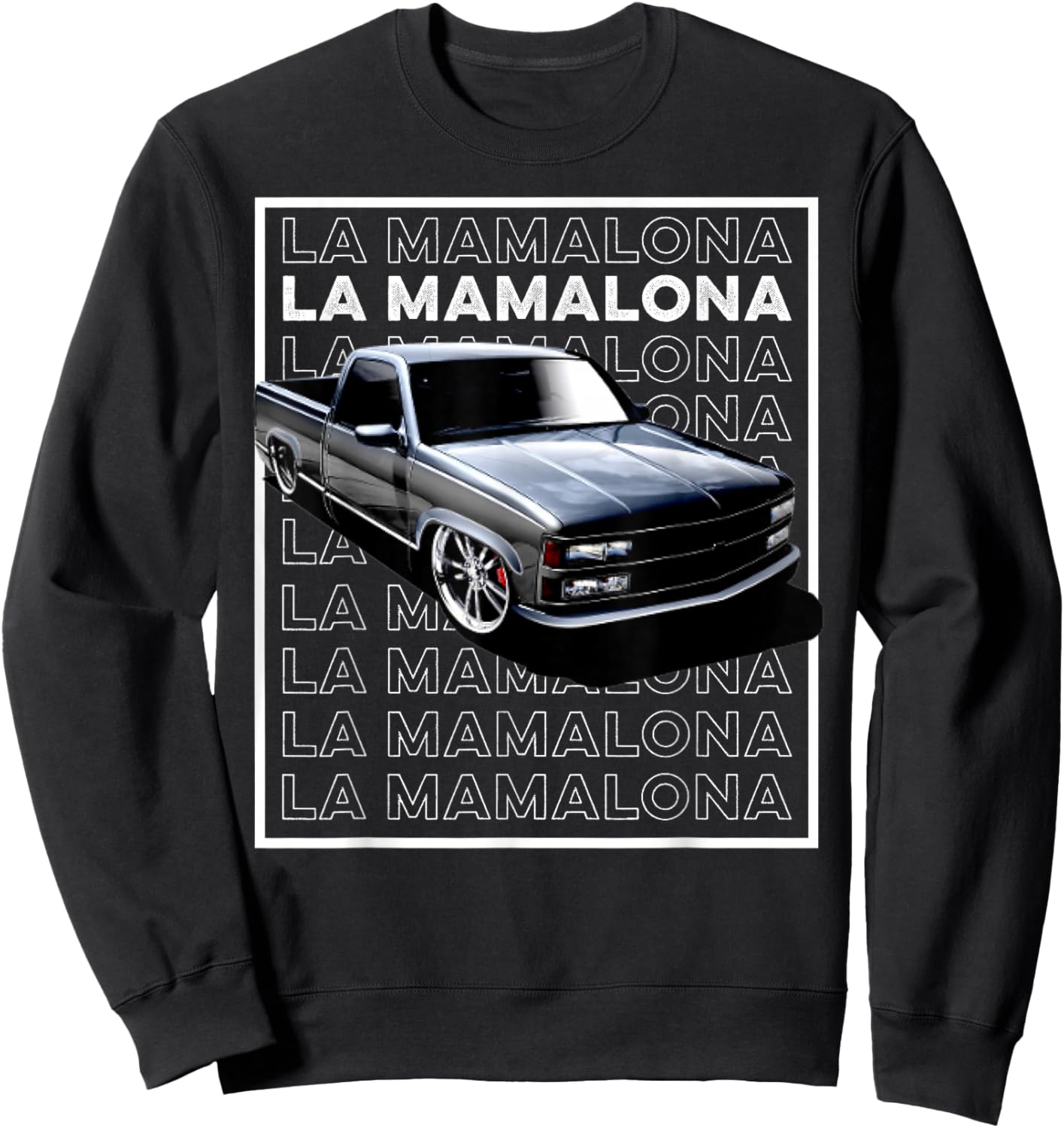 Trokiando 1990s OBS slammed low truck on big wheels art Sweatshirt - Sweatshirt | Black