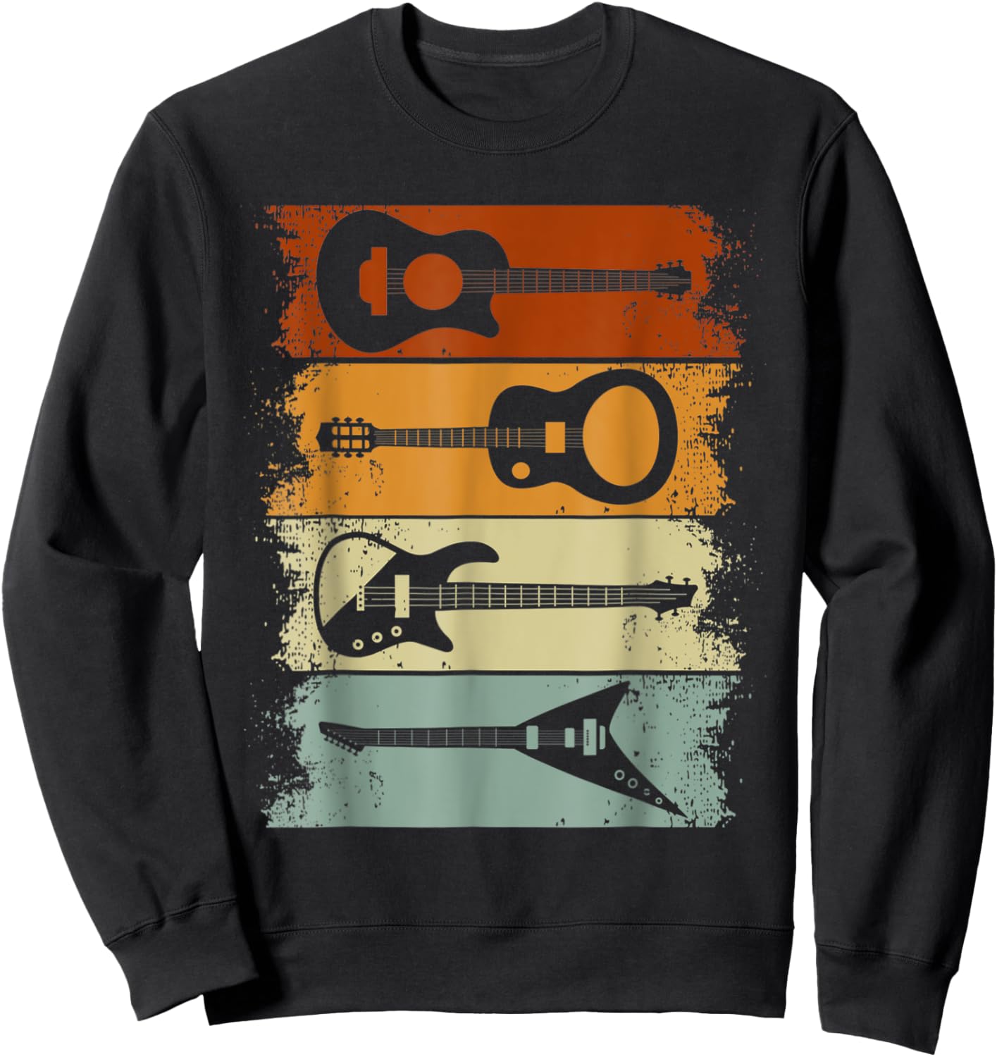 Vintage Guitar Gift Women Music Band Guitarist Stuff Sweatshirt - Sweatshirt | Black