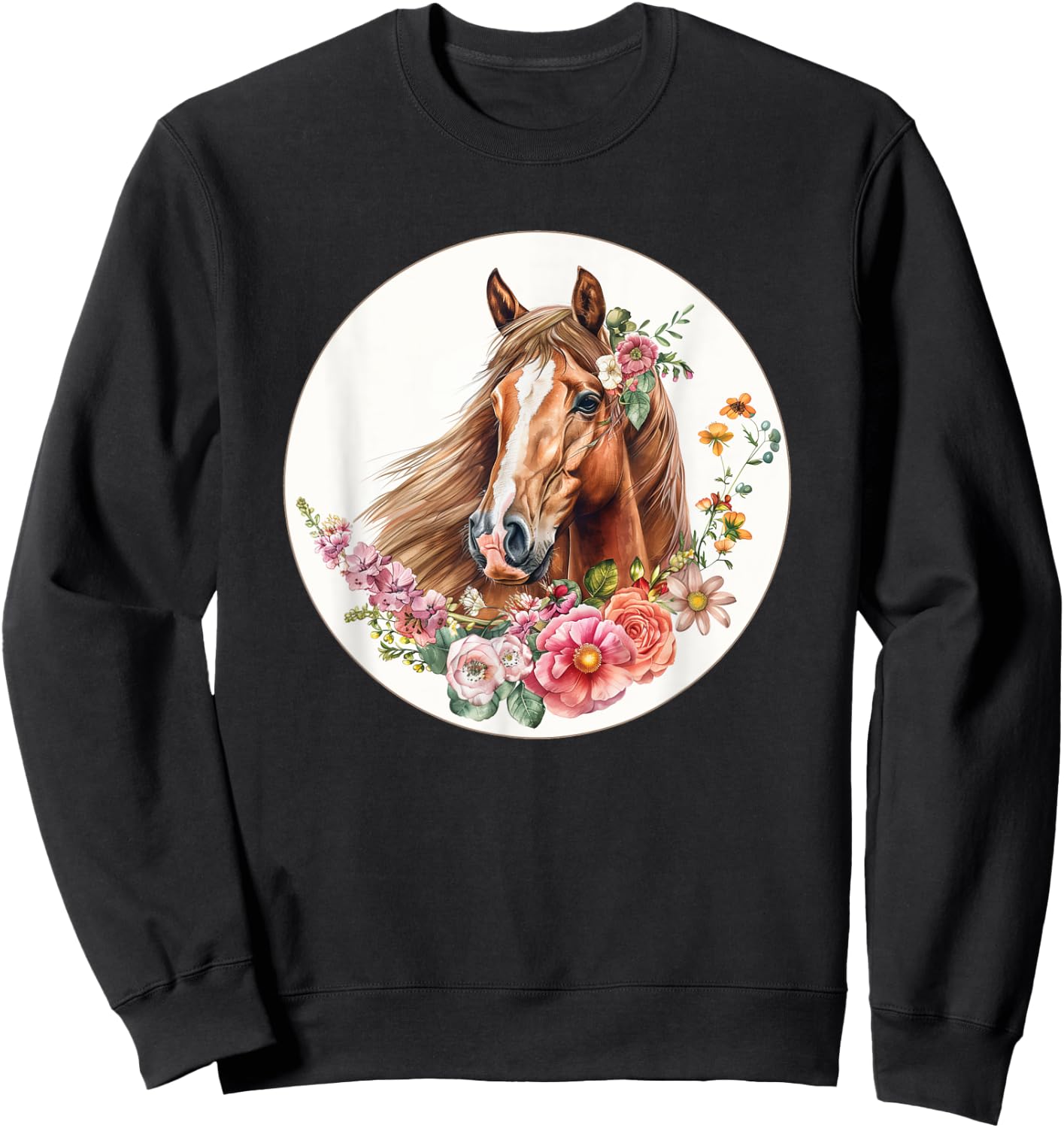 Flower Horse Equestrian Riding Sweatshirt - Sweatshirt | Black