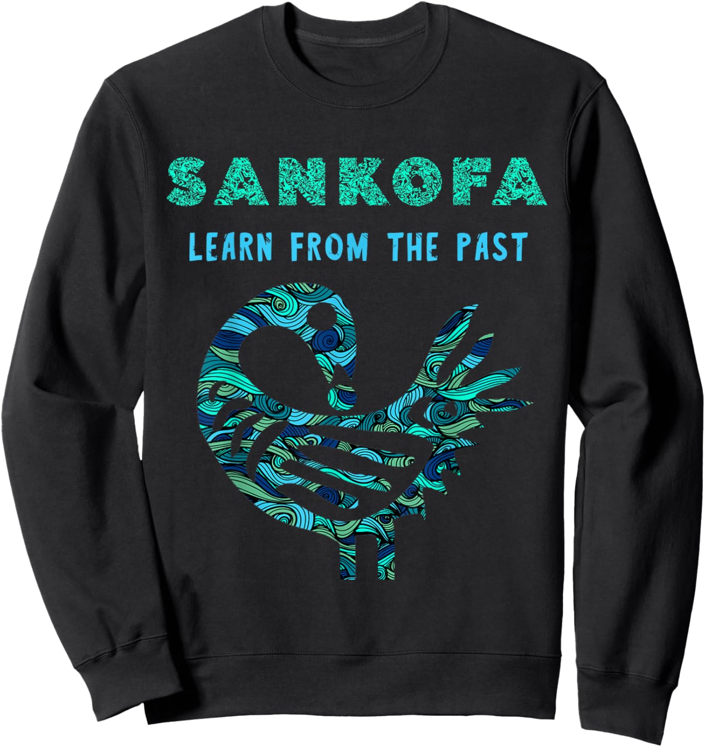Sankofa Learn From The Past African Bird Pattern Sweatshirt - Sweatshirt | Black