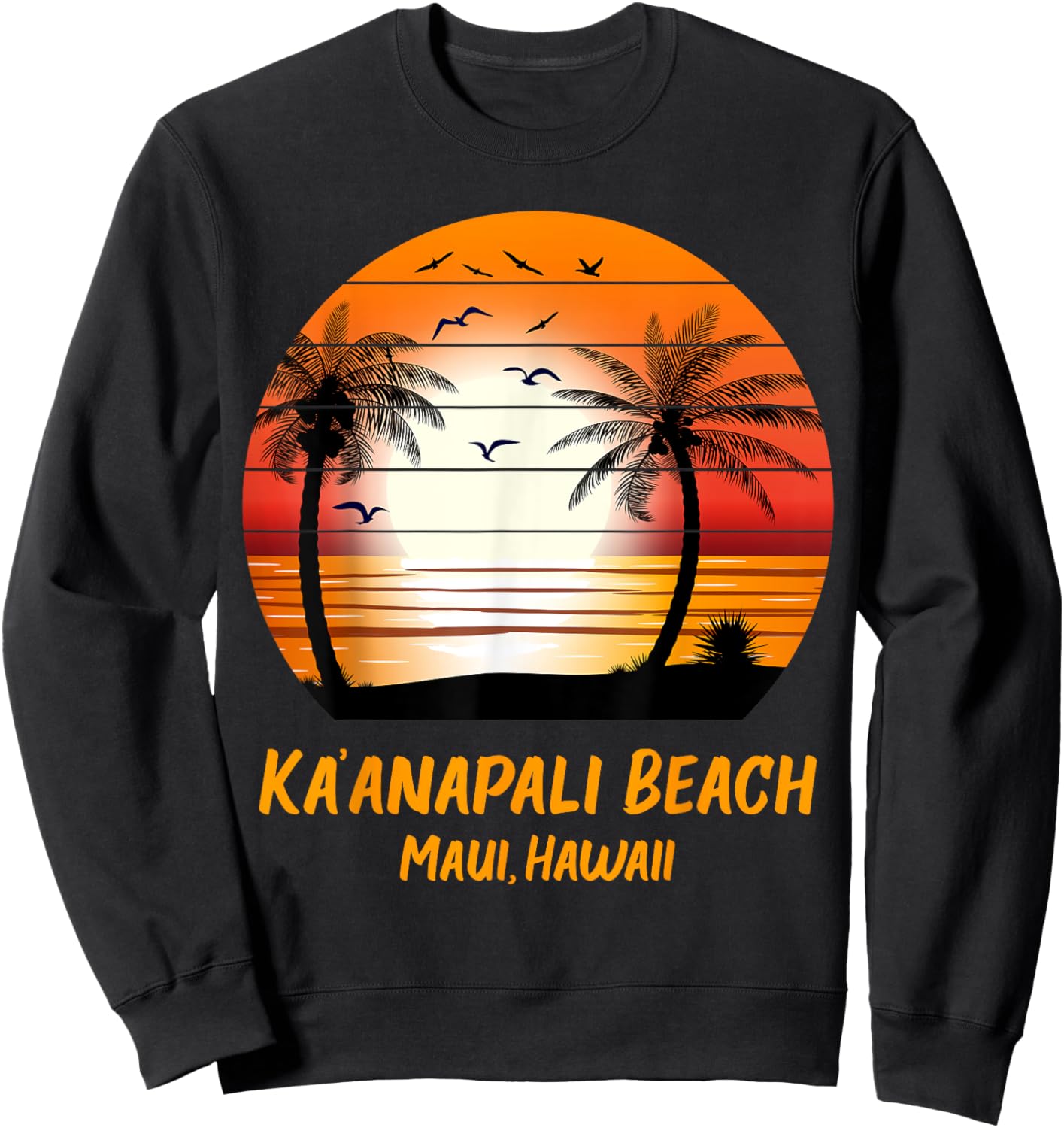 Ka’anapali Beach Maui Hawaii Vintage Sunset Kaanapali Retro Men Women Kids Sweatshirt - Sweatshirt | Black