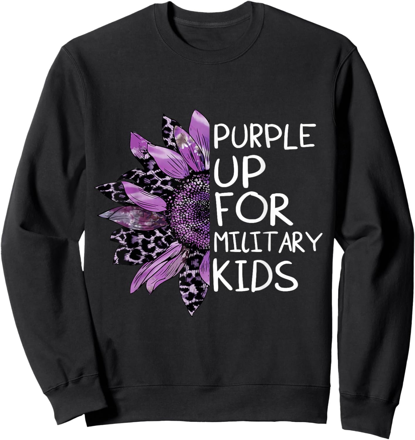 Purple up for military kids Sunflower Military Brats Month Sweatshirt - Sweatshirt | Black