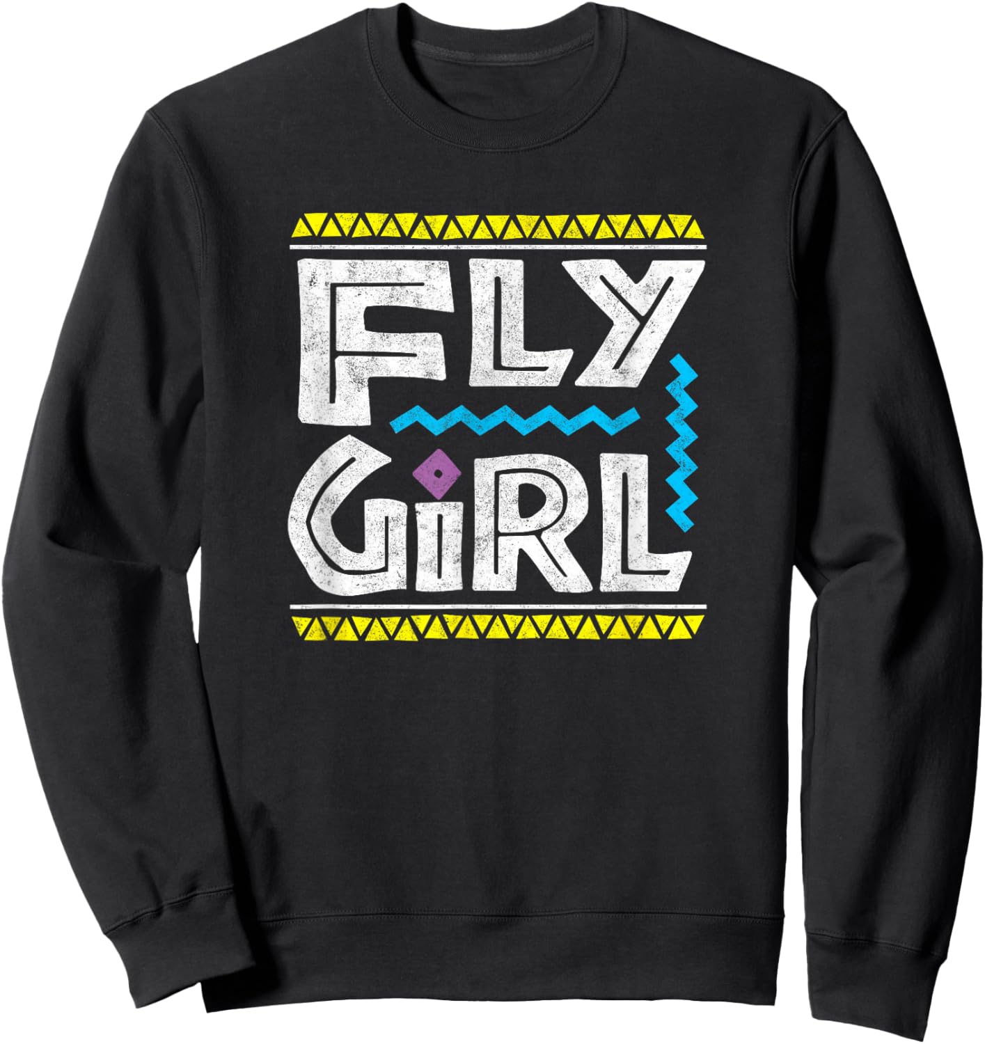 Fly Girl 80s 90s Old School Distressed B-Girl Hip Hop Sweatshirt - Sweatshirt | Black