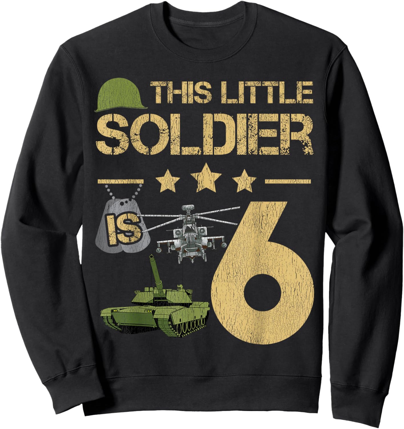 6 Year Old Soldier Birthday Boy 6th Birthday Kids Army Camo Sweatshirt - Sweatshirt | Black