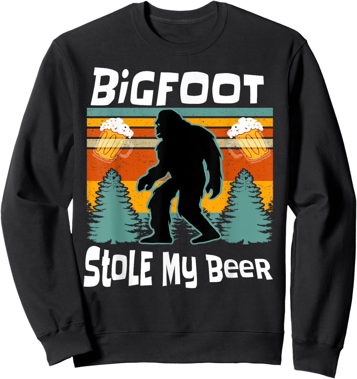 Bigfoot Stole My Beer Funny Yeti Yowi Sasquatch Drinking Sweatshirt - Sweatshirt | Black