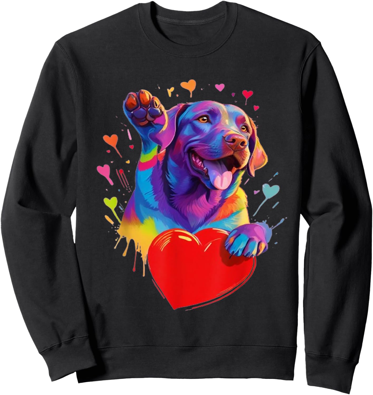 Labrador Retriever Shirt - Colorful Labrador Heart Graphic Sweatshirt - Sweatshirt | Black