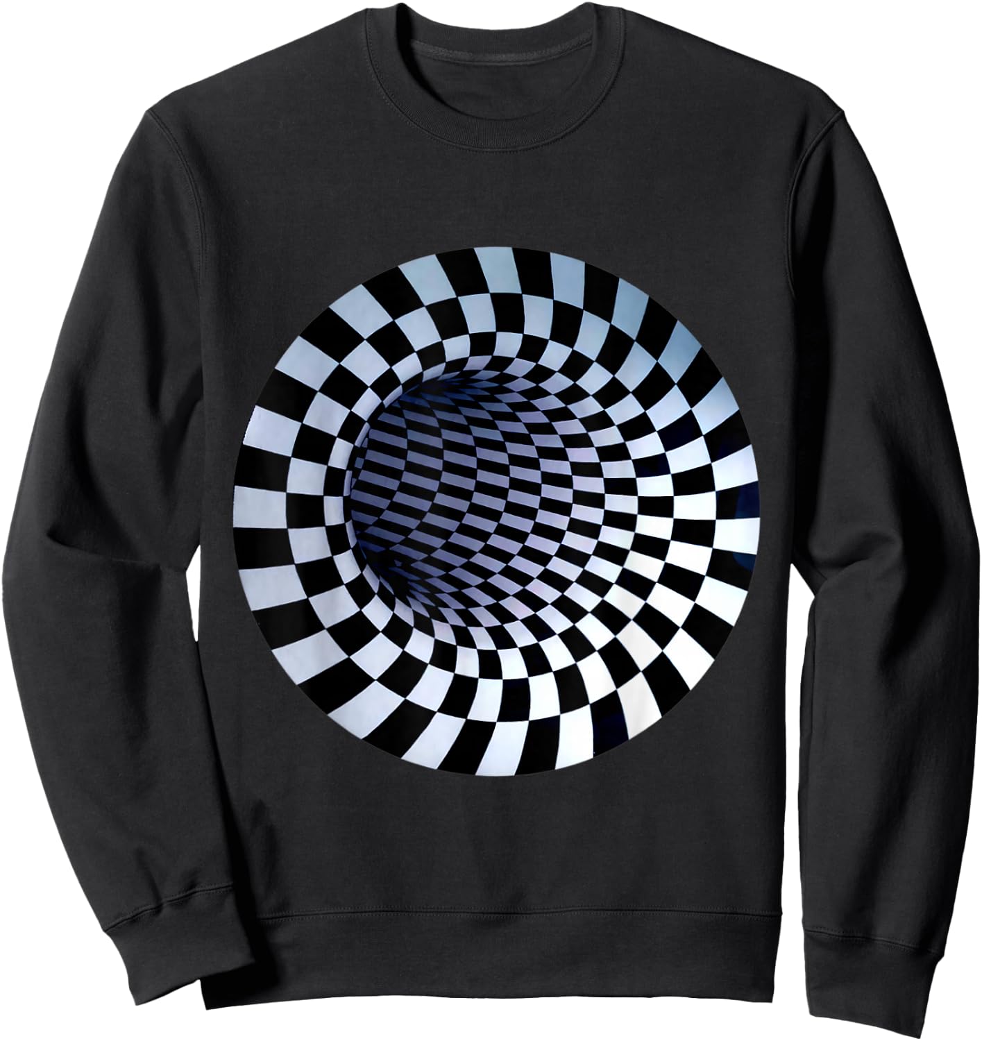 Hole Designs Women's Checkered Optical Illusion , Black, Small Sweatshirt - Sweatshirt | Black