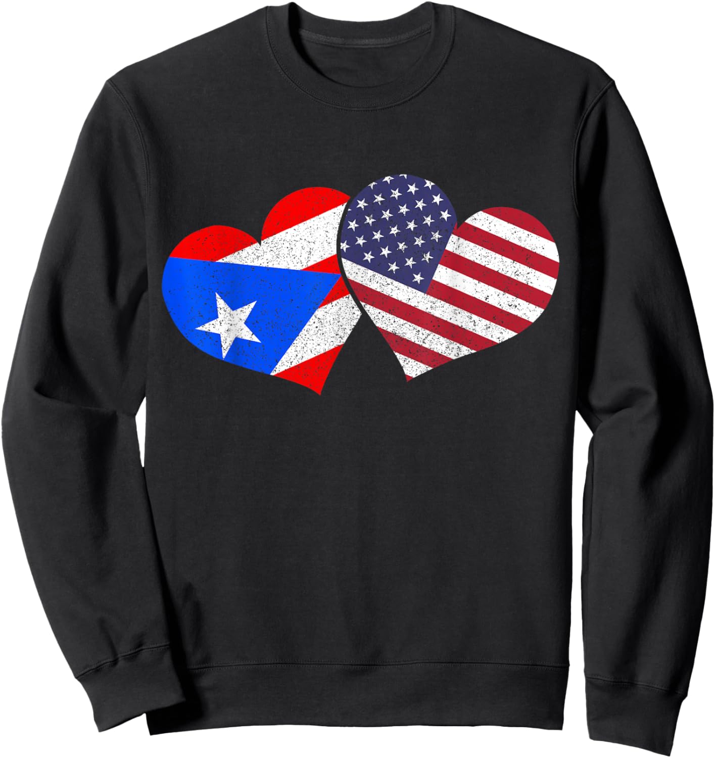 Puerto Rico & USA Pride Patriotic Puerto Rican American Flag Sweatshirt - Sweatshirt | Black