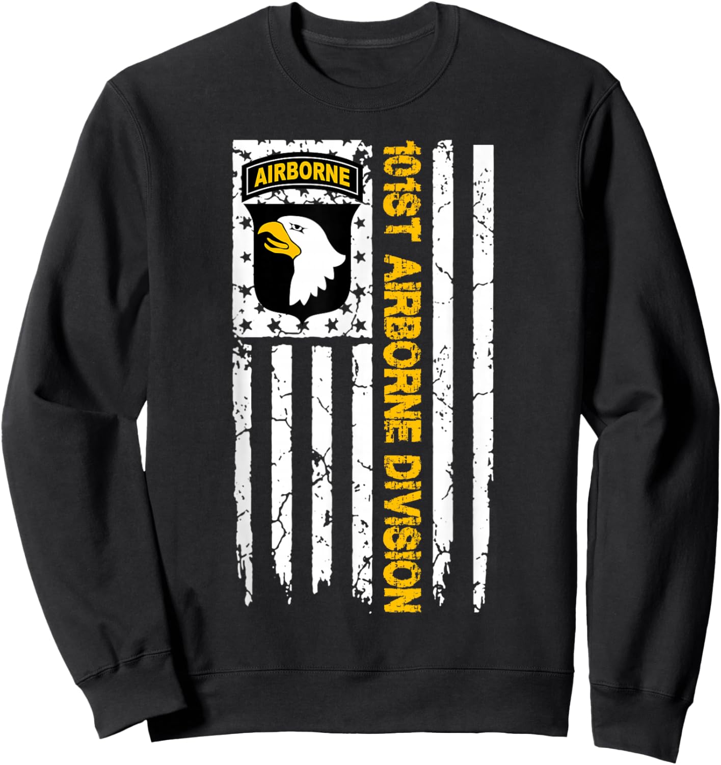 101st Airborne Division US Flag Sweatshirt - Sweatshirt | Black
