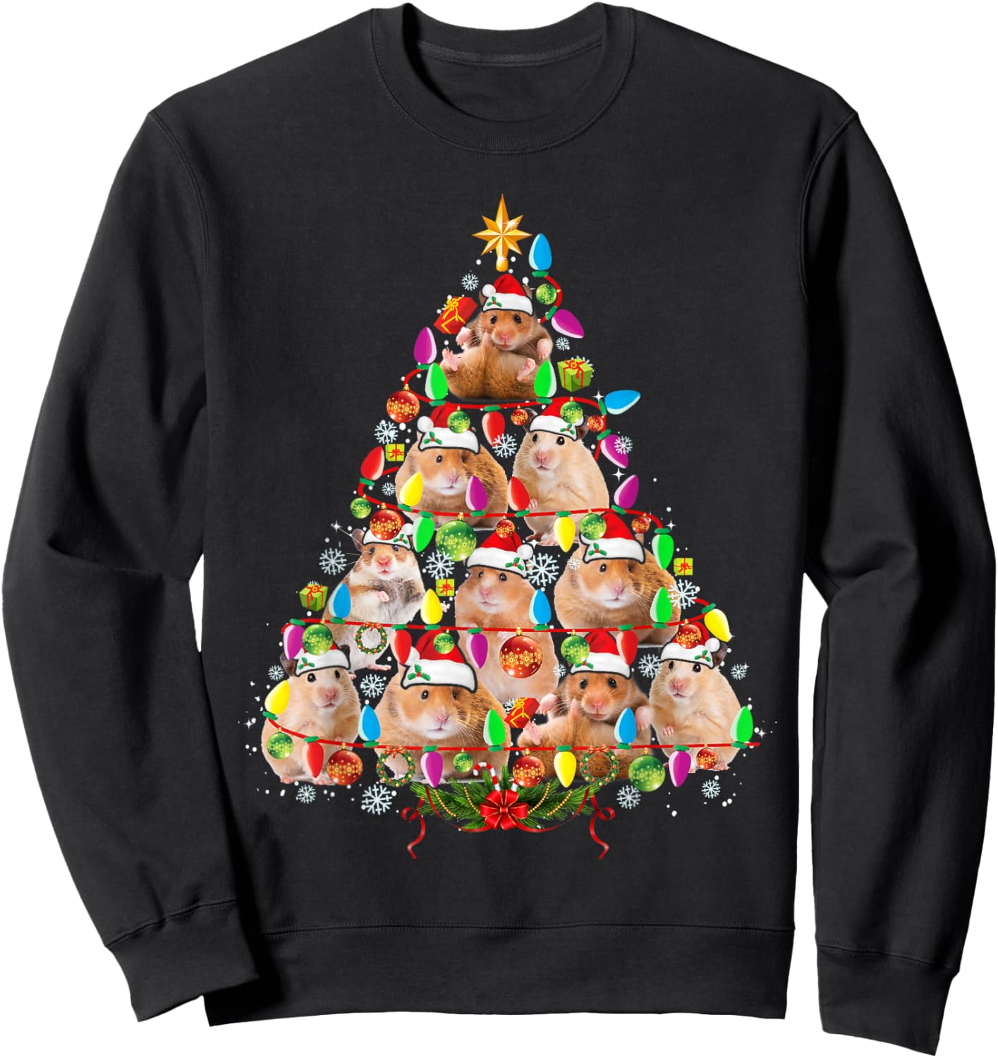 Hamsters Christmas Tree Santa Hamsters Christmas Lights Sweatshirt - Sweatshirt | Black