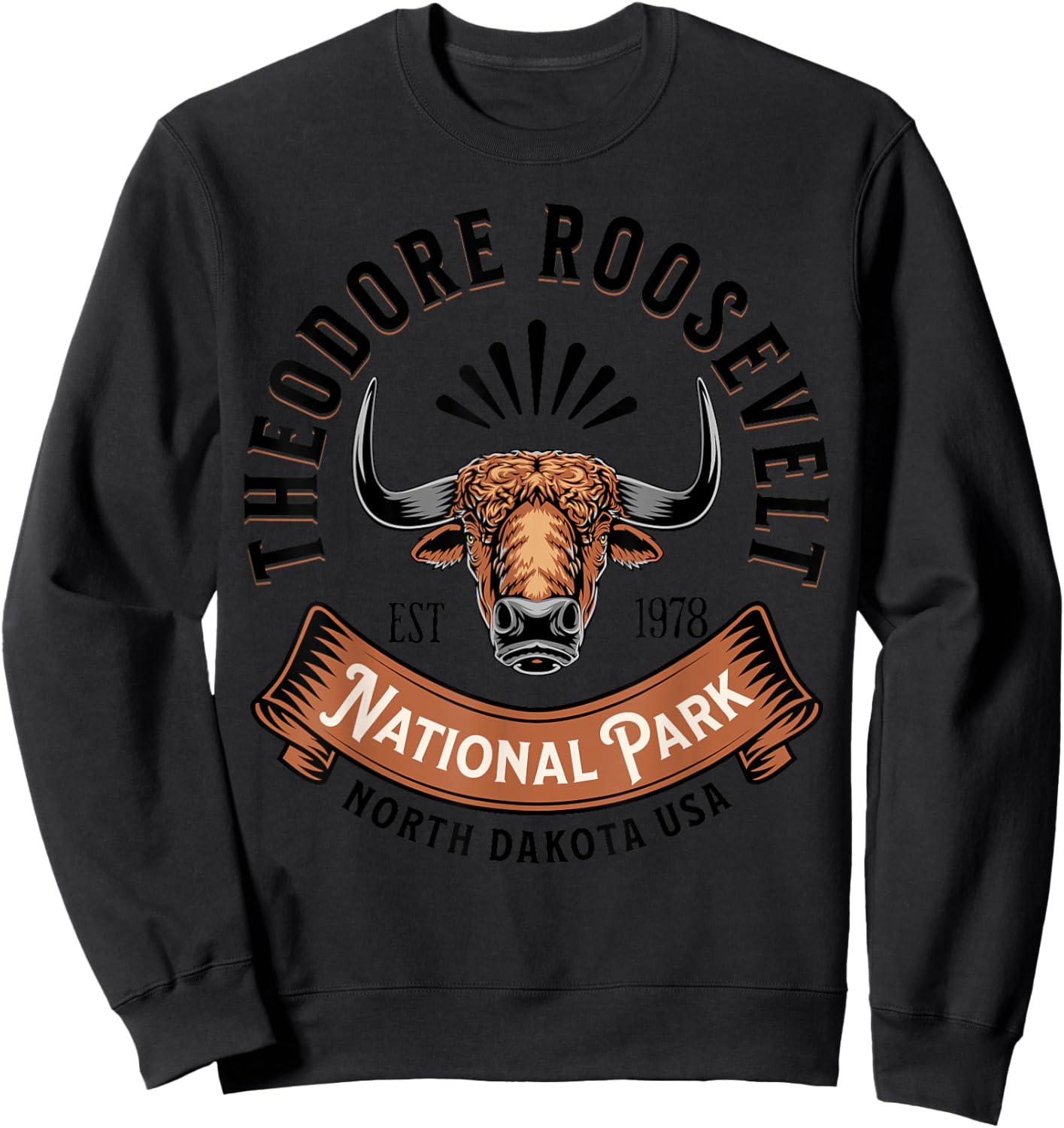 Theodore Roosevelt National Park North Dakota Buffalo Hike Sweatshirt - Sweatshirt | Black