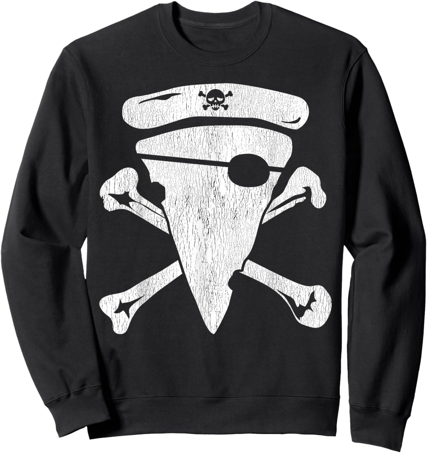 Pirate Pizza Skull Crossbones Funny Halloween Costume Sweatshirt - Sweatshirt | Black
