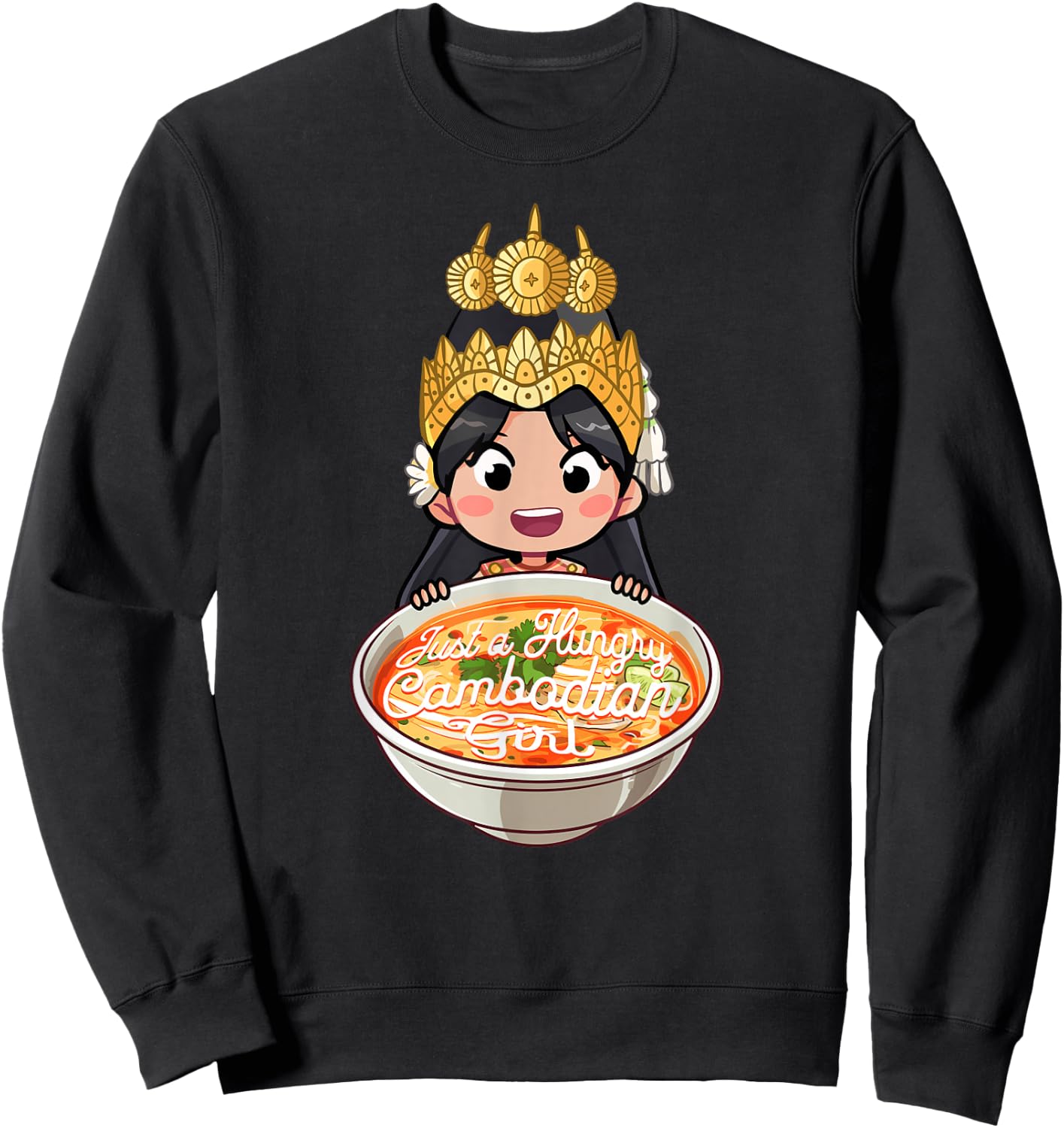 Cute Khmer Cambodian Apsara Dancer Reamker Design Sweatshirt - Sweatshirt | Black