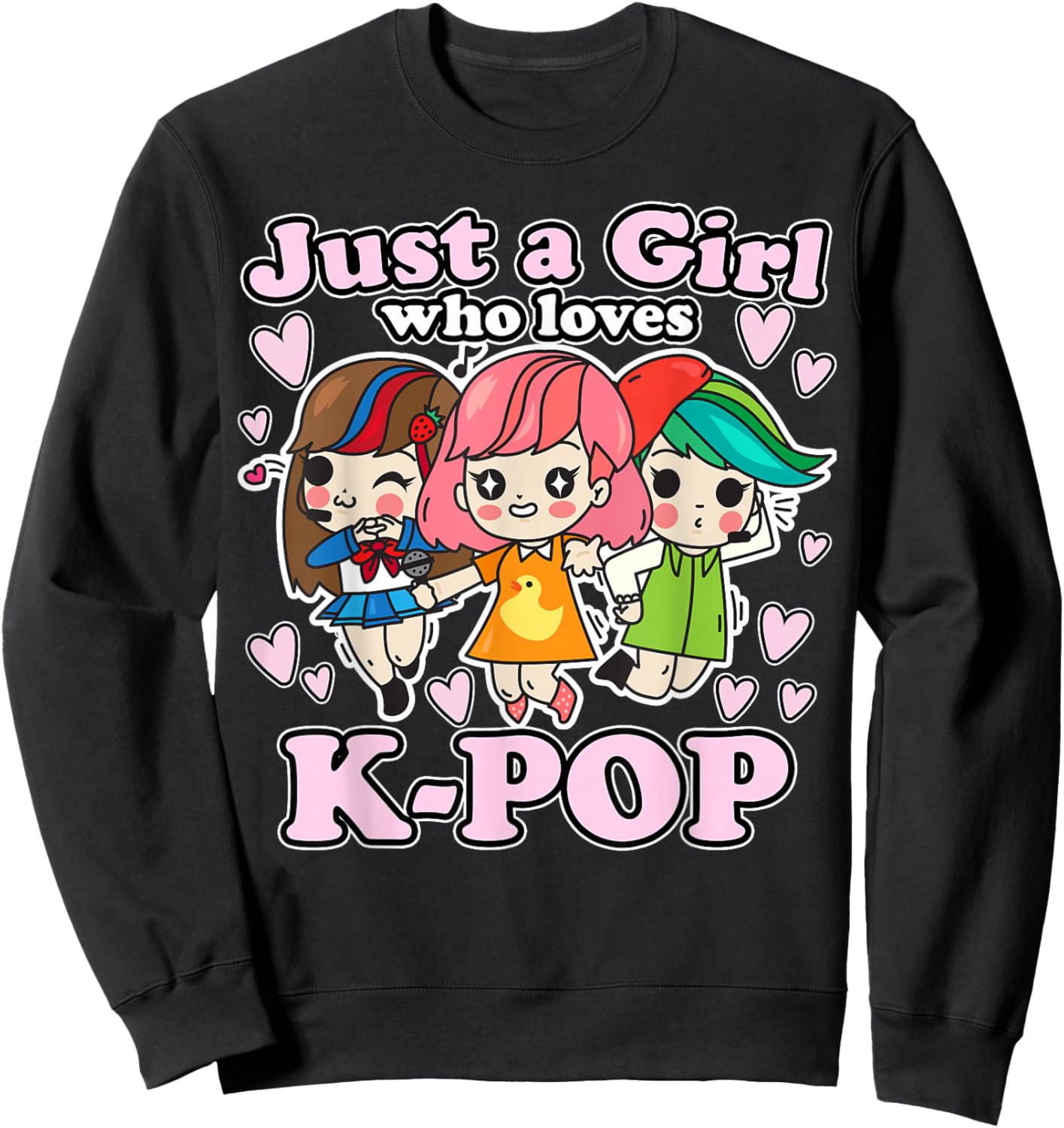 K-Pop Korean Popular Music Saranghae Merchandise -Adults Black Cotton Blend K-Pop themed Sweatshirt - Sweatshirt | Black