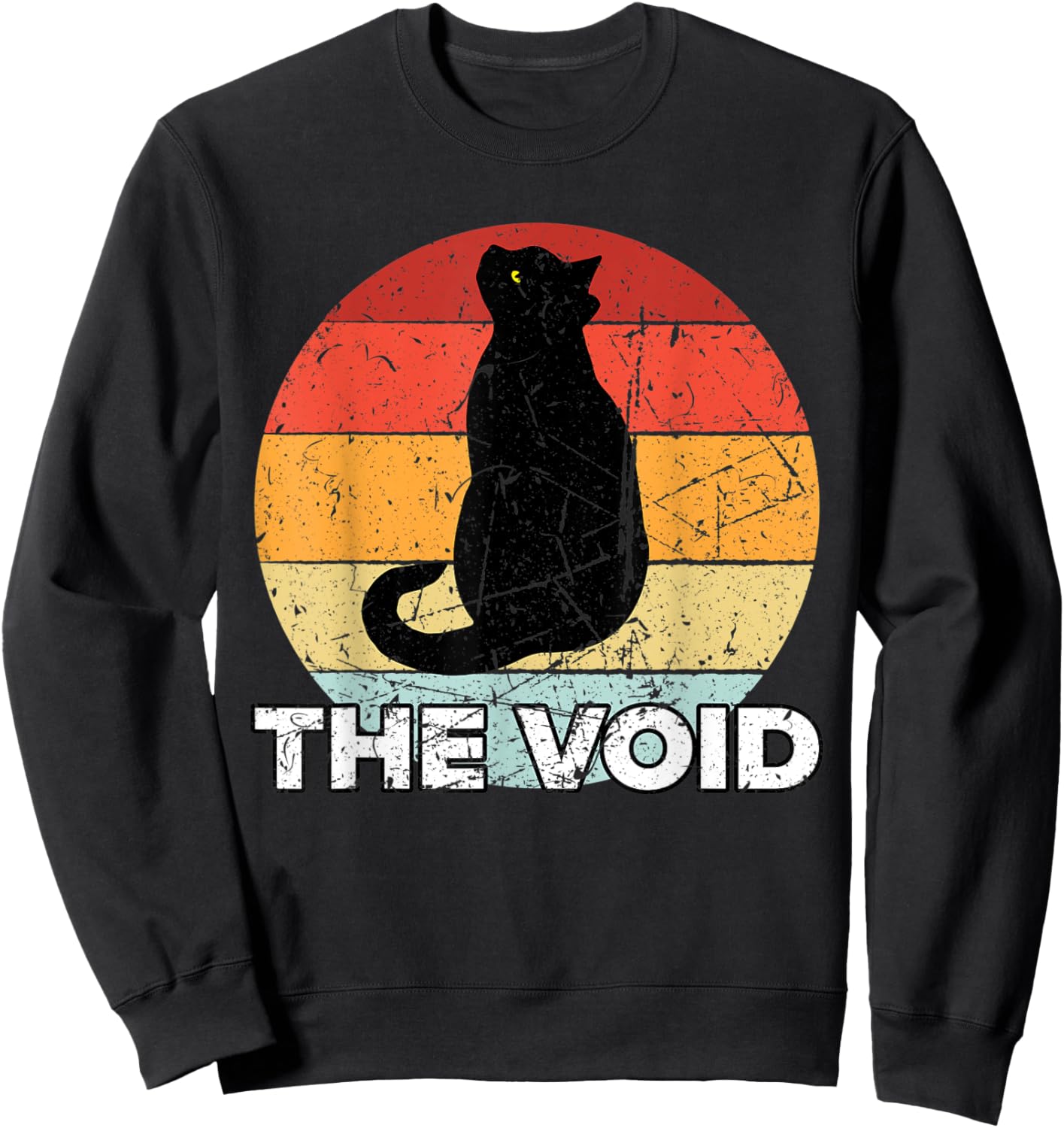 Black Cat The Void Vintage Sunset Kitty Cat Mom Dad Women Sweatshirt - Sweatshirt | Black