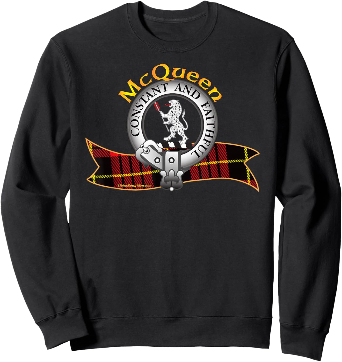 McQueen Clan Tartan Crest Motto Sweatshirt - Sweatshirt | Black