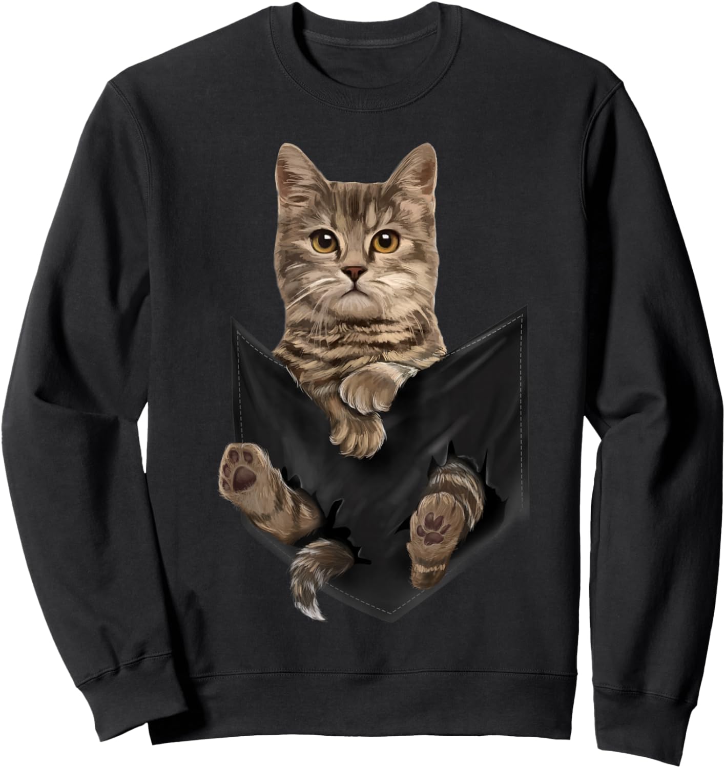 Brown Cat Sits in Pocket Cats Shirt Gifts Sweatshirt - Sweatshirt | Black