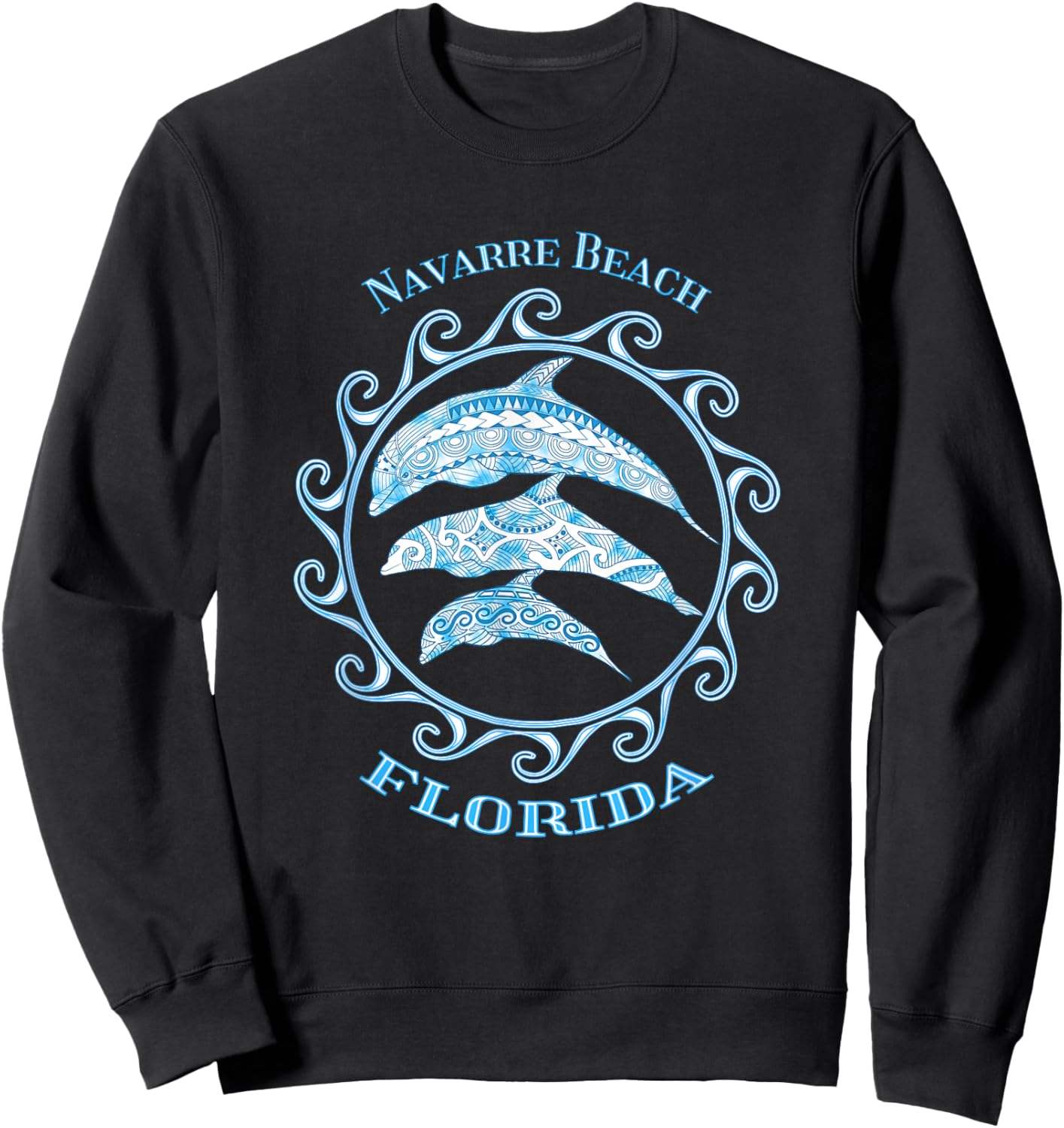 Navarre Beach Florida Tribal Dolphins Ocean Animals Sweatshirt - Sweatshirt | Black