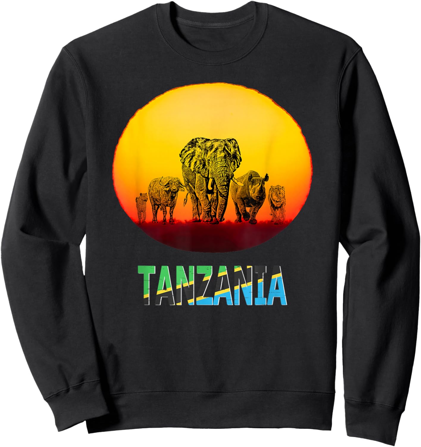 Big Five at Sunset Tanzania Pride Sweatshirt - Sweatshirt | Black