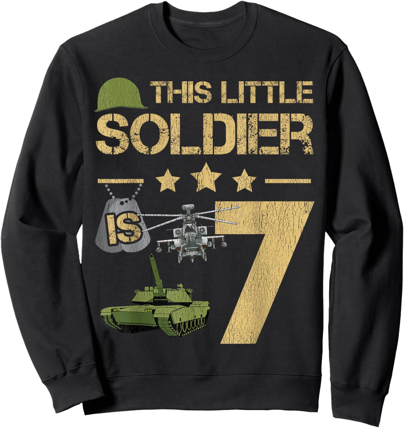 7 Year Old Soldier Birthday Boy 7th Birthday Kids Army Camo Sweatshirt - Sweatshirt | Black