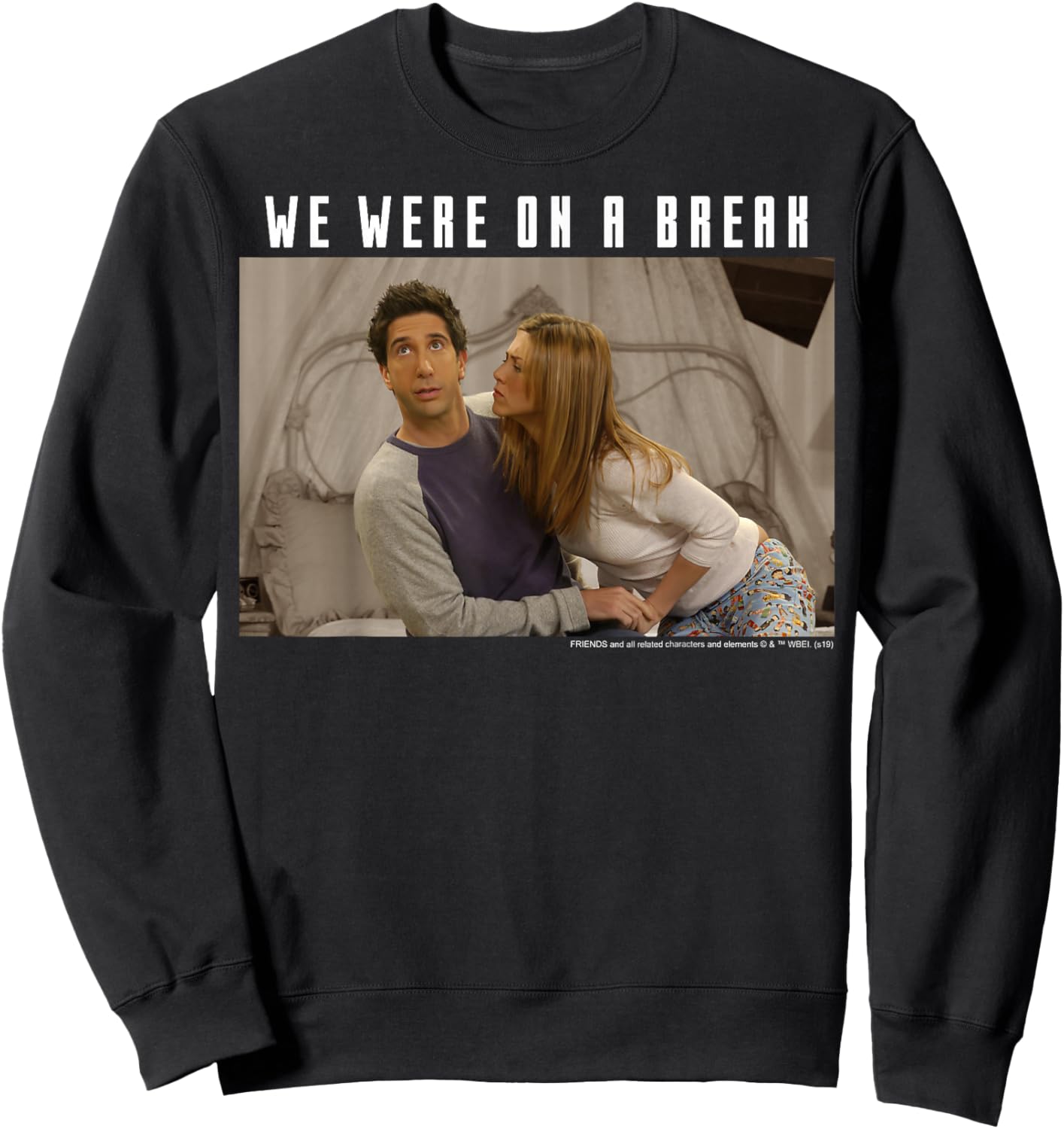 Friends Ross & Rachel We Were On A Break Portrait Sweatshirt - Sweatshirt | Black
